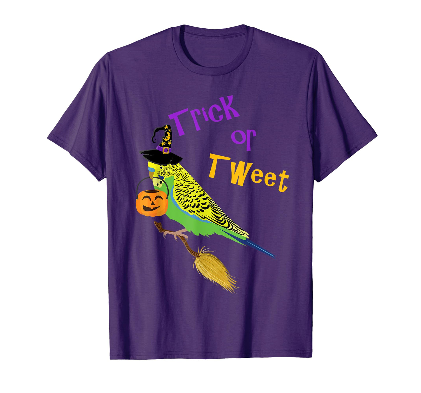 Halloween Trick or Tweet green budgie cute graphic bird T-Shirt