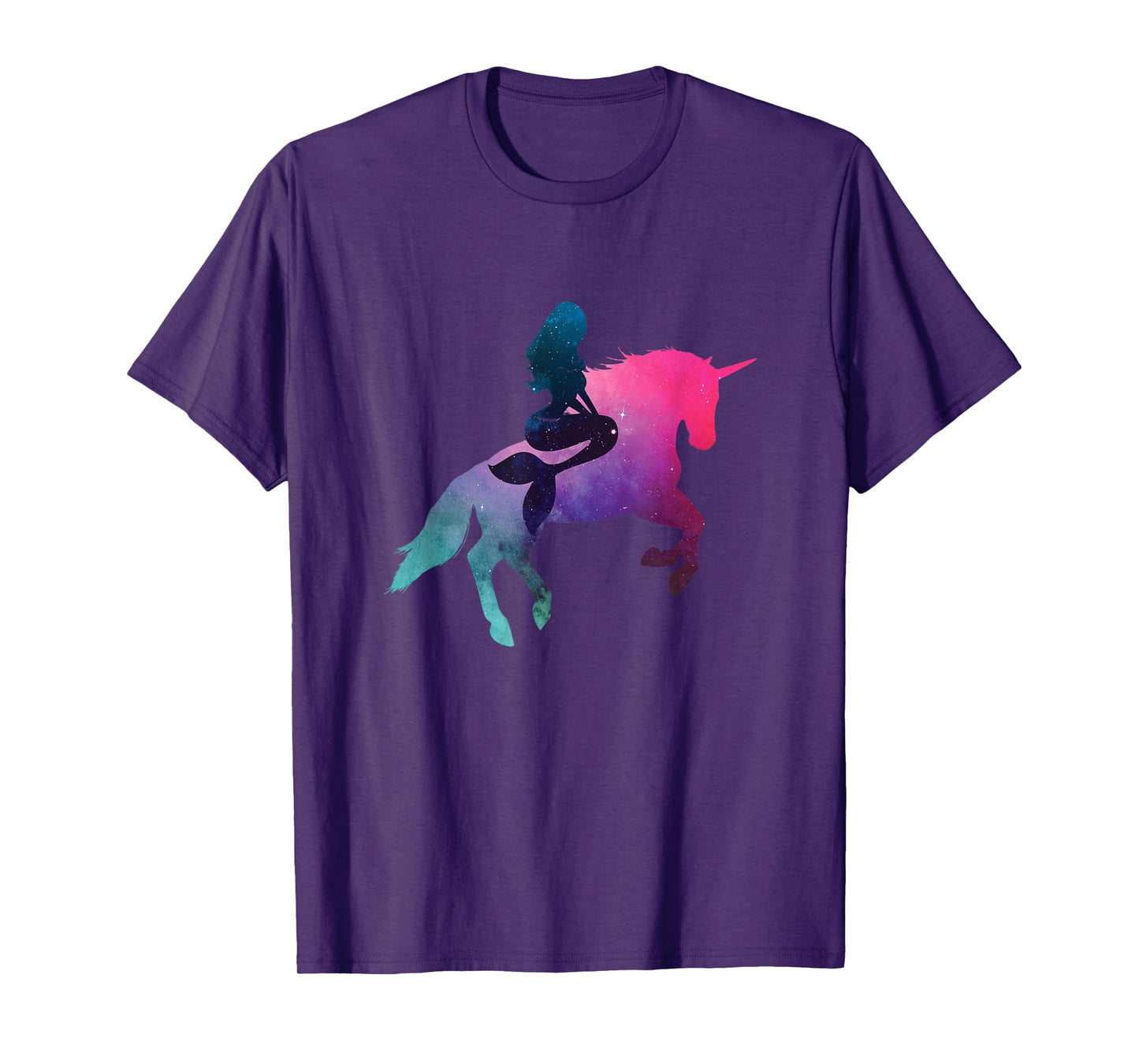 Galaxy Mermaid Riding Unicorn T-Shirt For Women And Kids T-Shirt