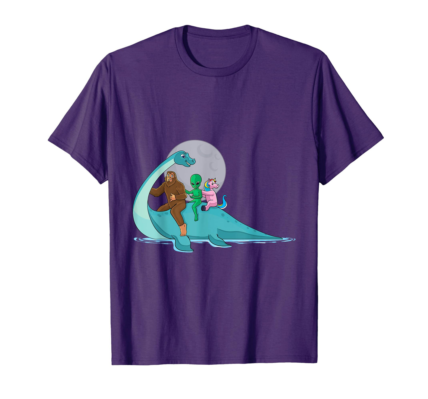 Alien Bigfoot Unicorn Riding Loch Ness Monster Cryptozoology T-Shirt