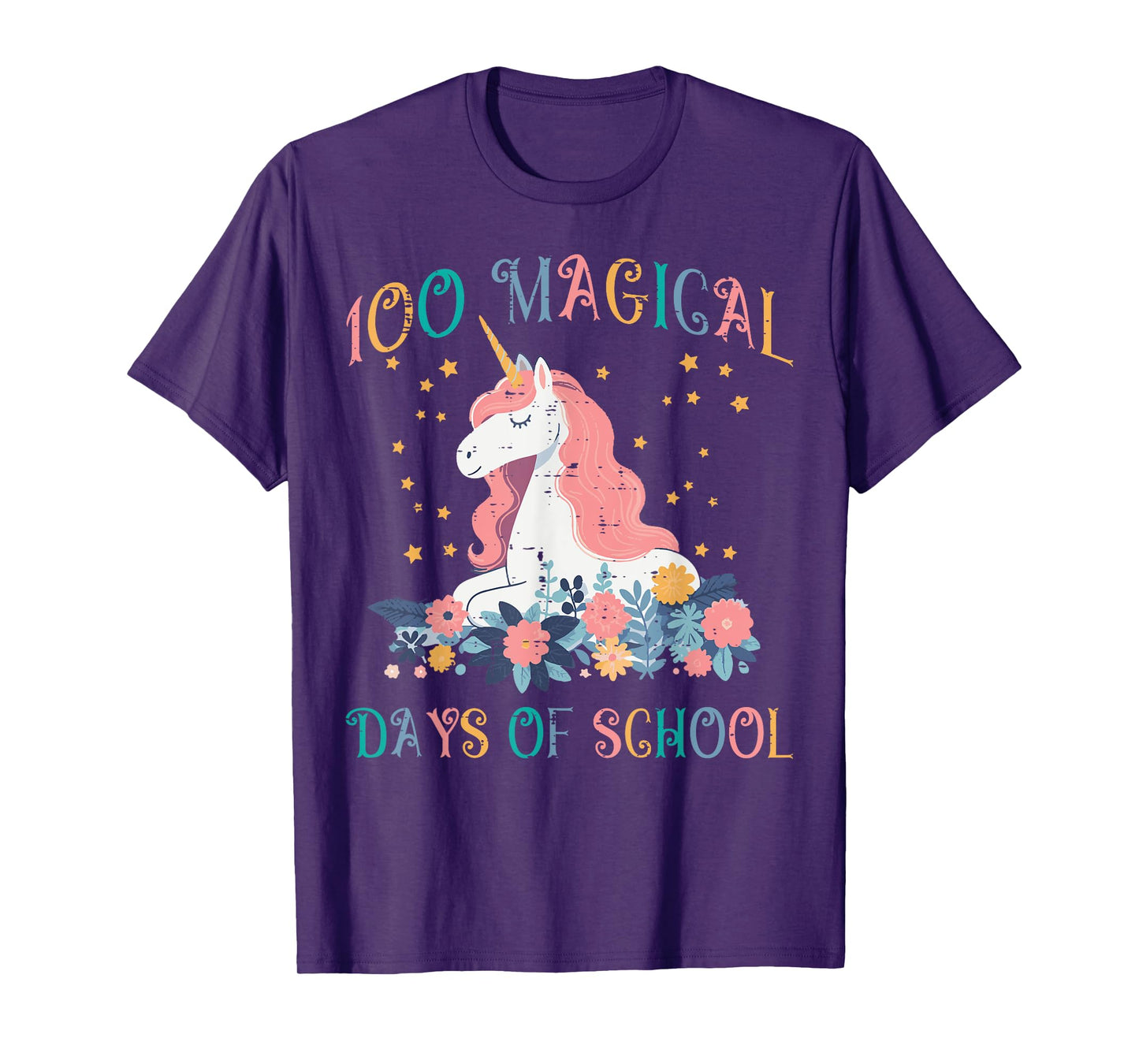 Unicorn 100 Magical Days School 100th Day Toddler Girls Kids T-Shirt