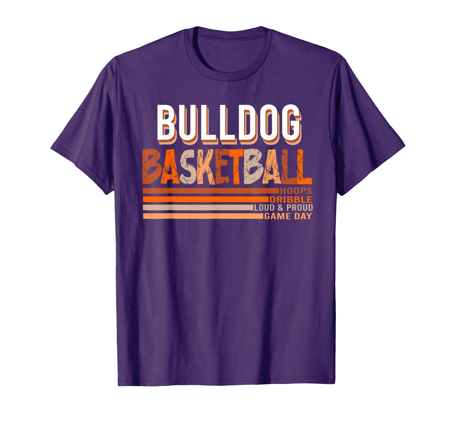 Bulldogs School Spirit Orange Black Retro Basketball Bulldog Men Women Kids T-Shirt