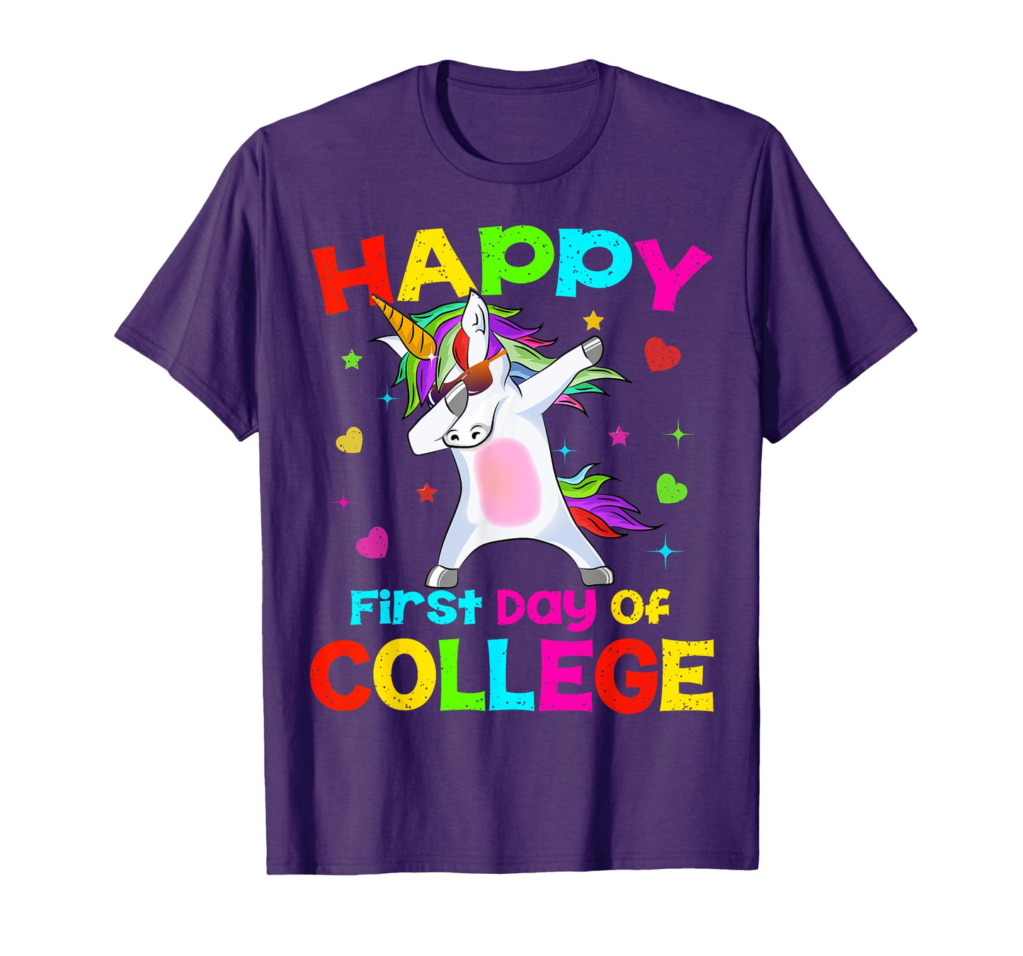 Happy First Day Of College Unicorn Dab Back To School Gift T-Shirt