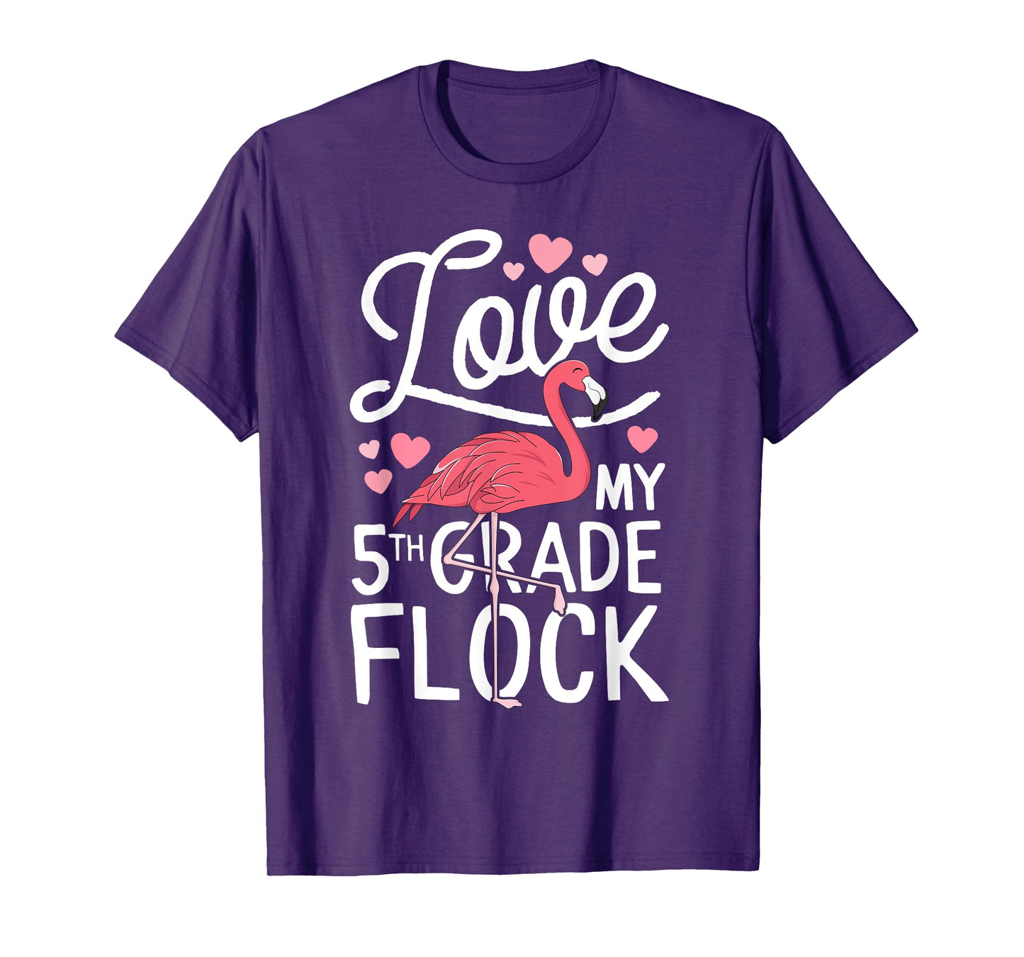 Love My 5th Grade Flock Flamingo Teacher Elementary Gift T-Shirt