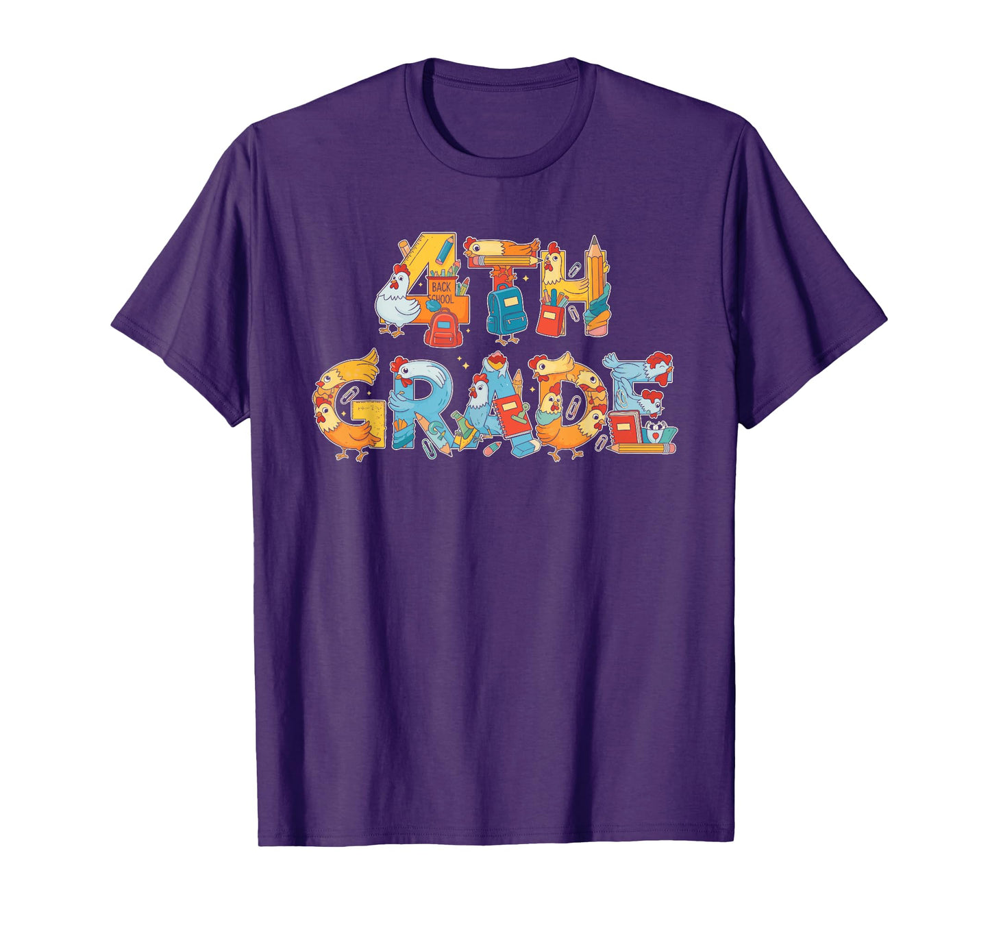Funny Chicken Fourth Grade Back to School Kids Boys Girls T-Shirt