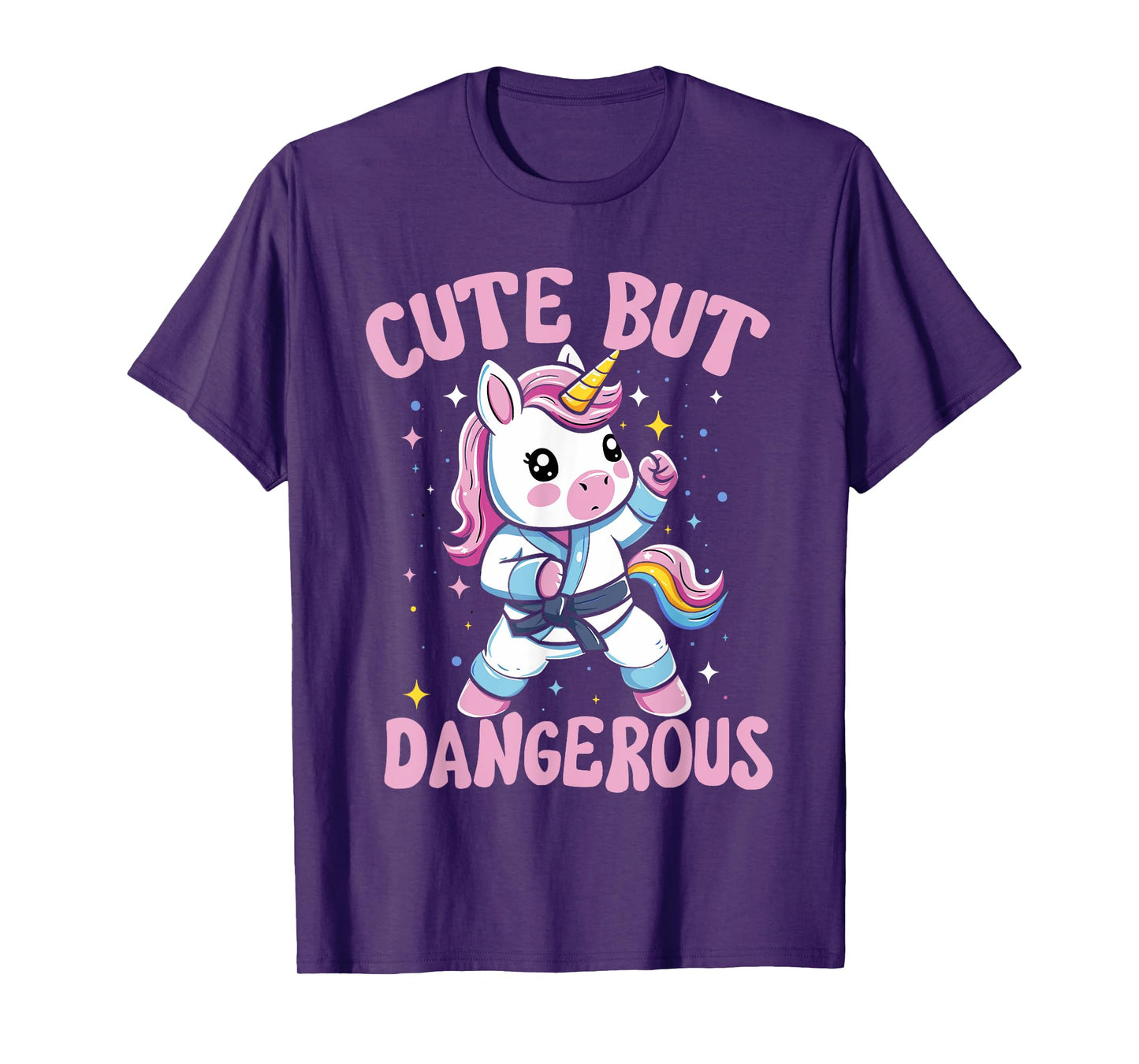 Cute But Dangerous Kawaii Unicorn Playing Karate Girls T-Shirt