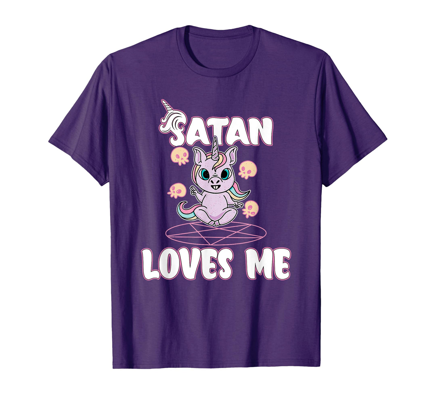 Satan Loves Me - Satanic Unicorn Satanism Baphomet T-Shirt