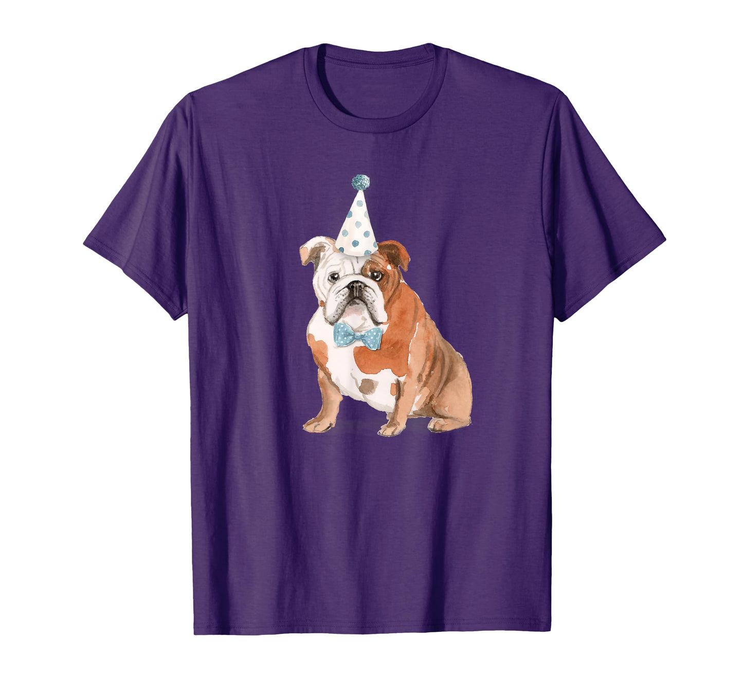 Cute English Bulldog Tan Pup Birthday Party Hat and Bowtie Men Women Girls Kids T-Shirt