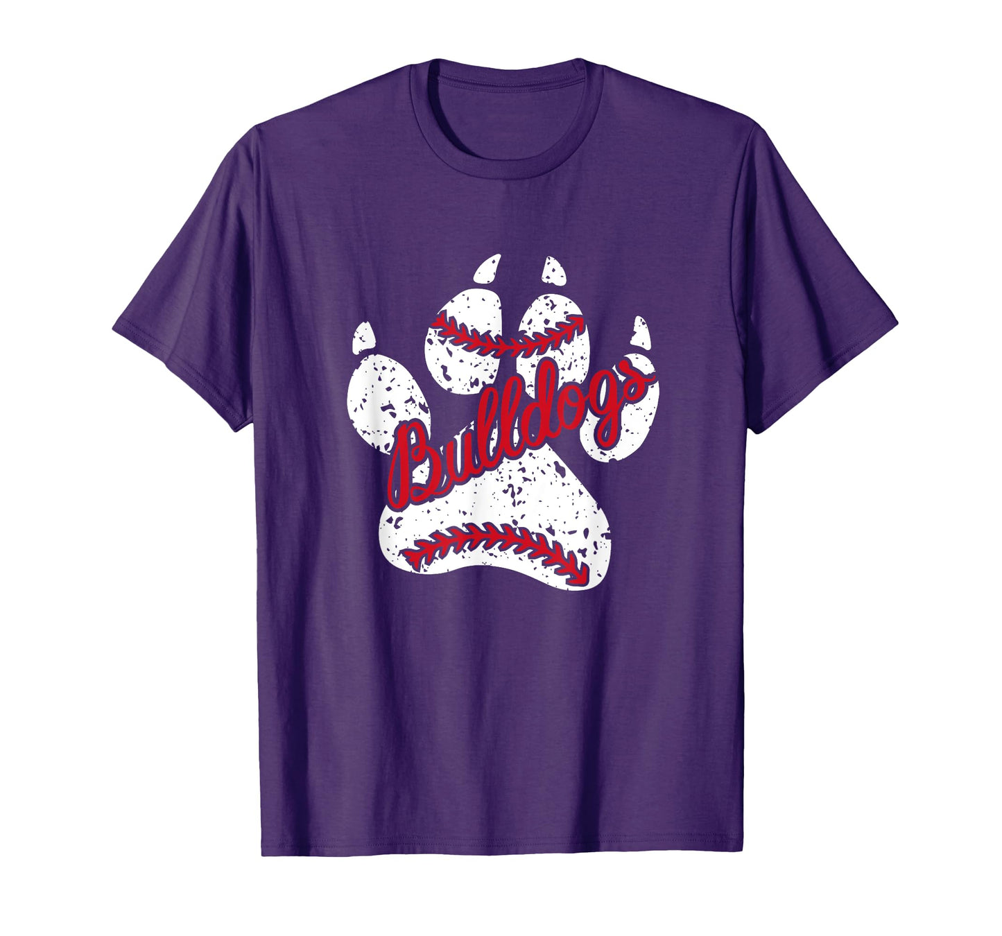 Go Bulldogs Pawprint School Mascot Spirit Baseball T-Shirt