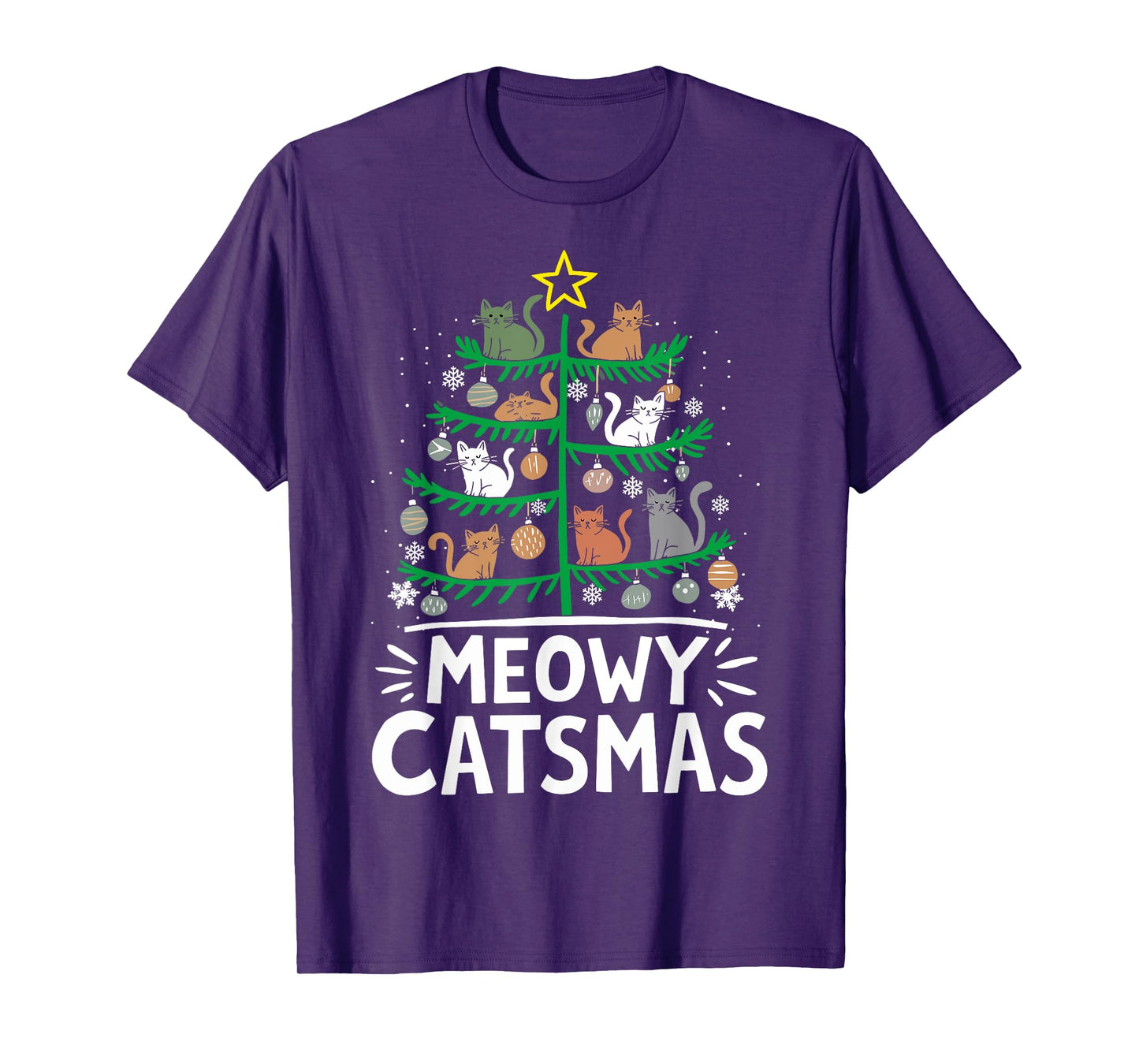 Meowy Catmas Cat Christmas Tree Xmas Funny Santa Cat T-Shirt