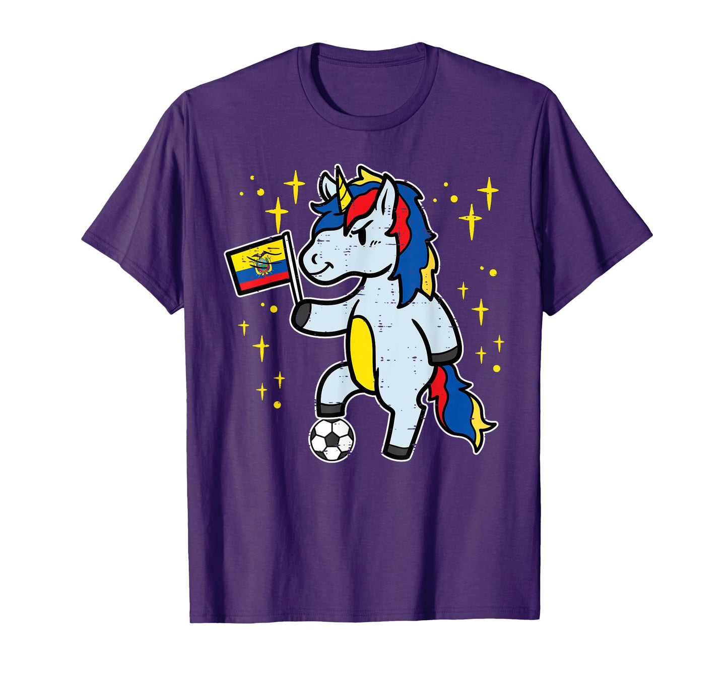 Ecuador Flag Unicorn Football Soccer Fan Women Girls Kids T-Shirt