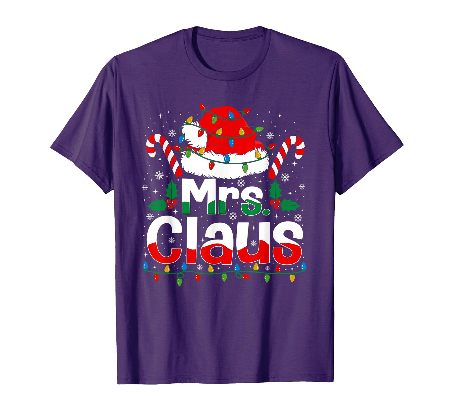 Mr and Mrs Claus Santa Hat Xmas Funny Christmas Couples T-Shirt