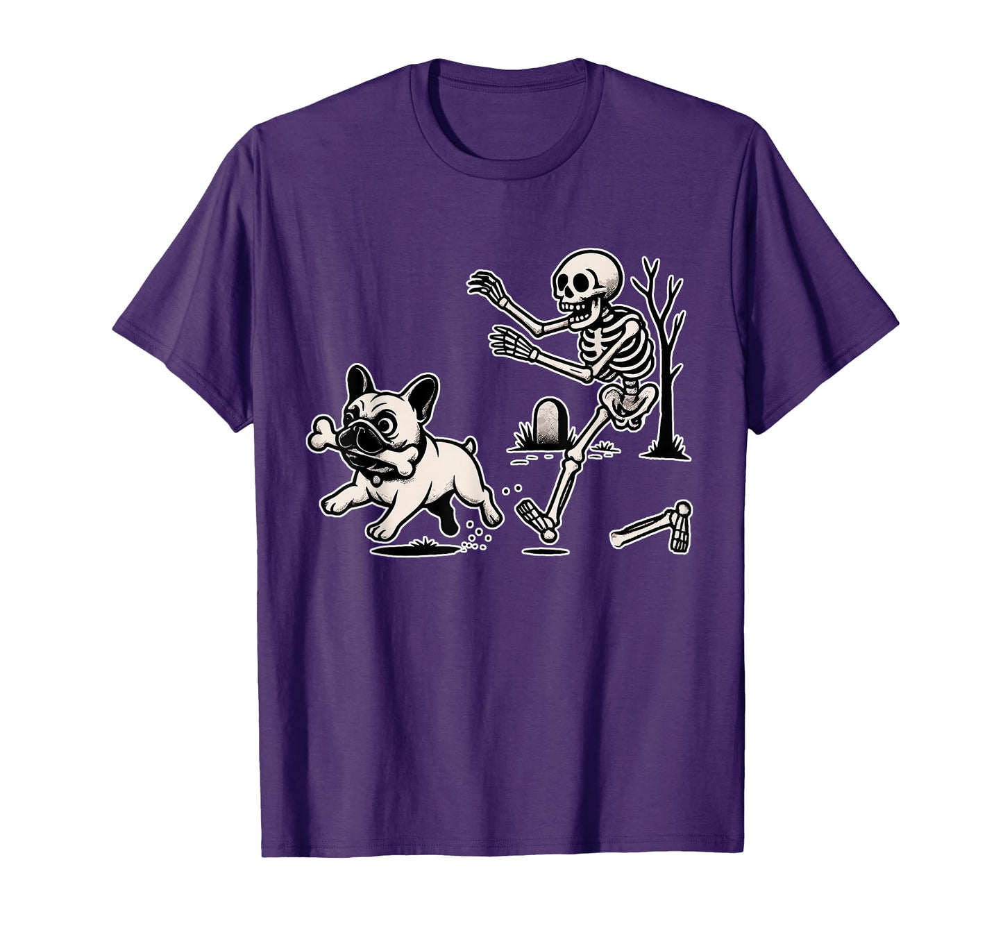 Funny Halloween French Bulldog Skeleton Spooky Season T-Shirt