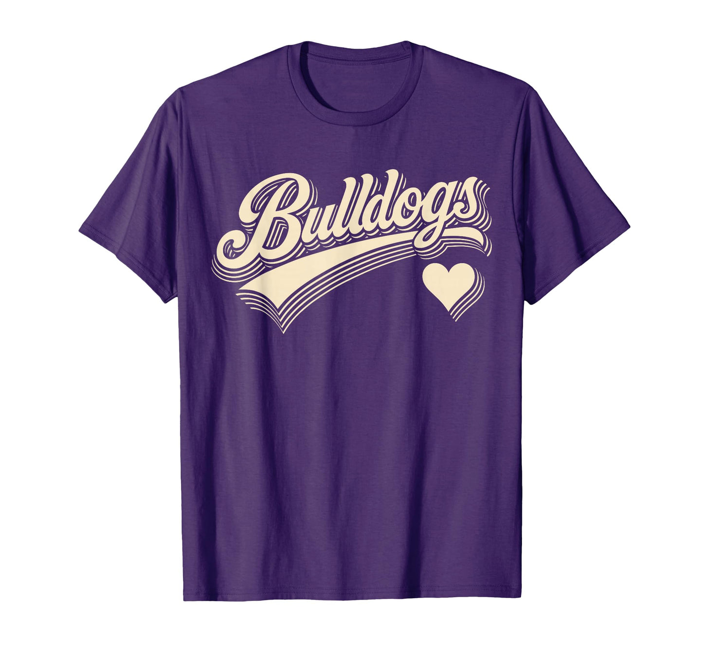 Retro Bulldogs Vintage Heart Design Gift For Men Women Kids T-Shirt
