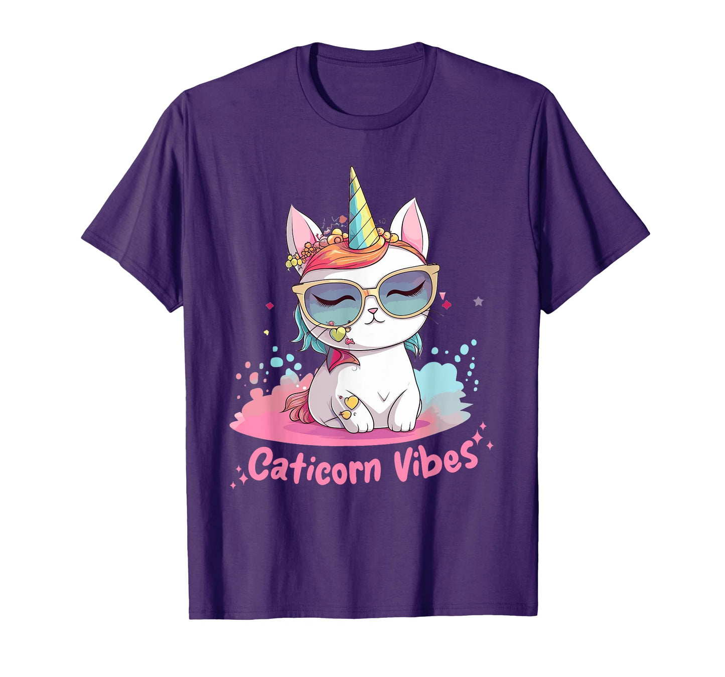 Caticorn Cat Unicorn Kawaii Rainbow Pastel Anime Chibi Men Women Kids T-Shirt