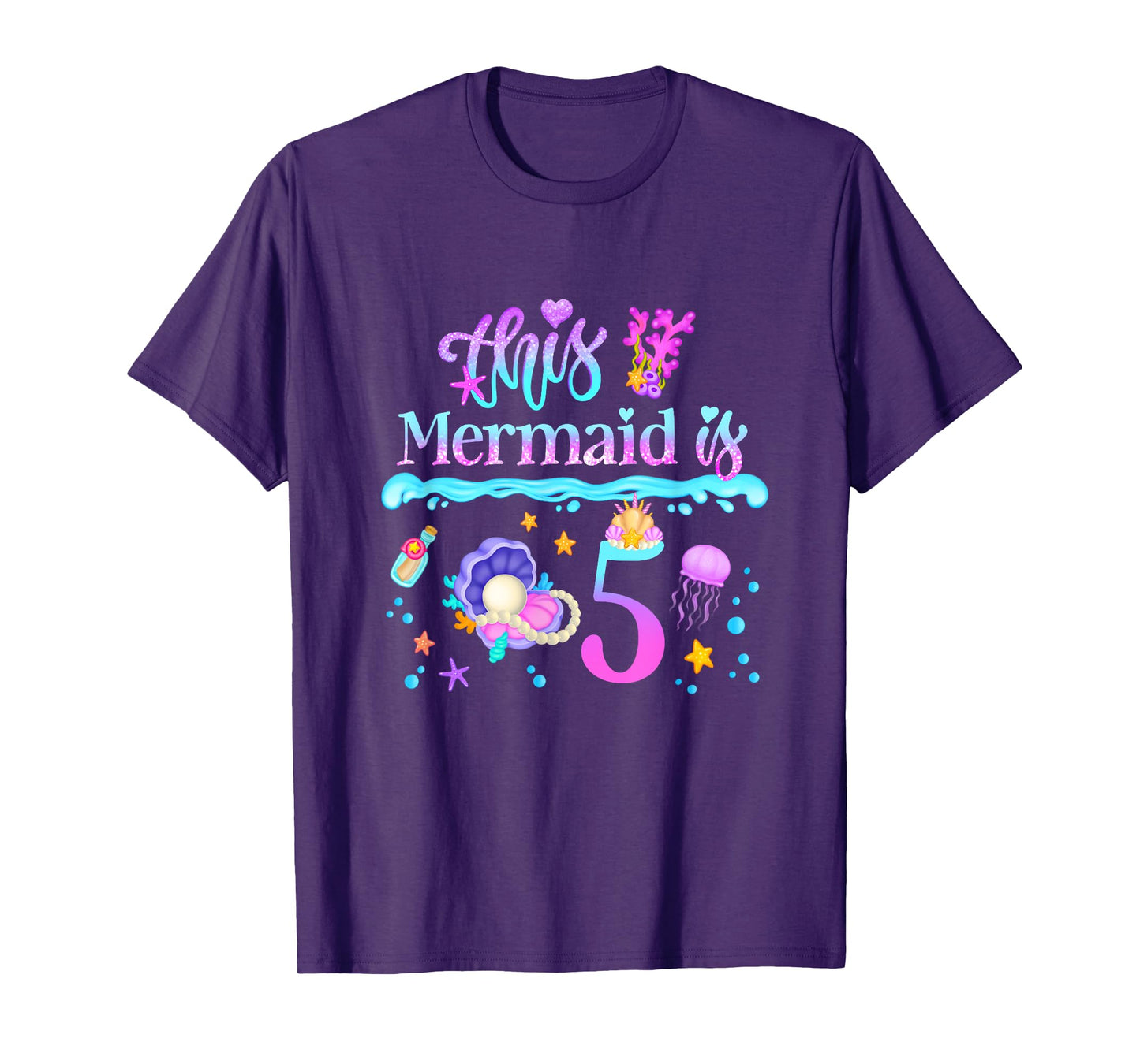 This Mermaid is 5 Years Old 5th Girls Birthday Party Kids T-Shirt