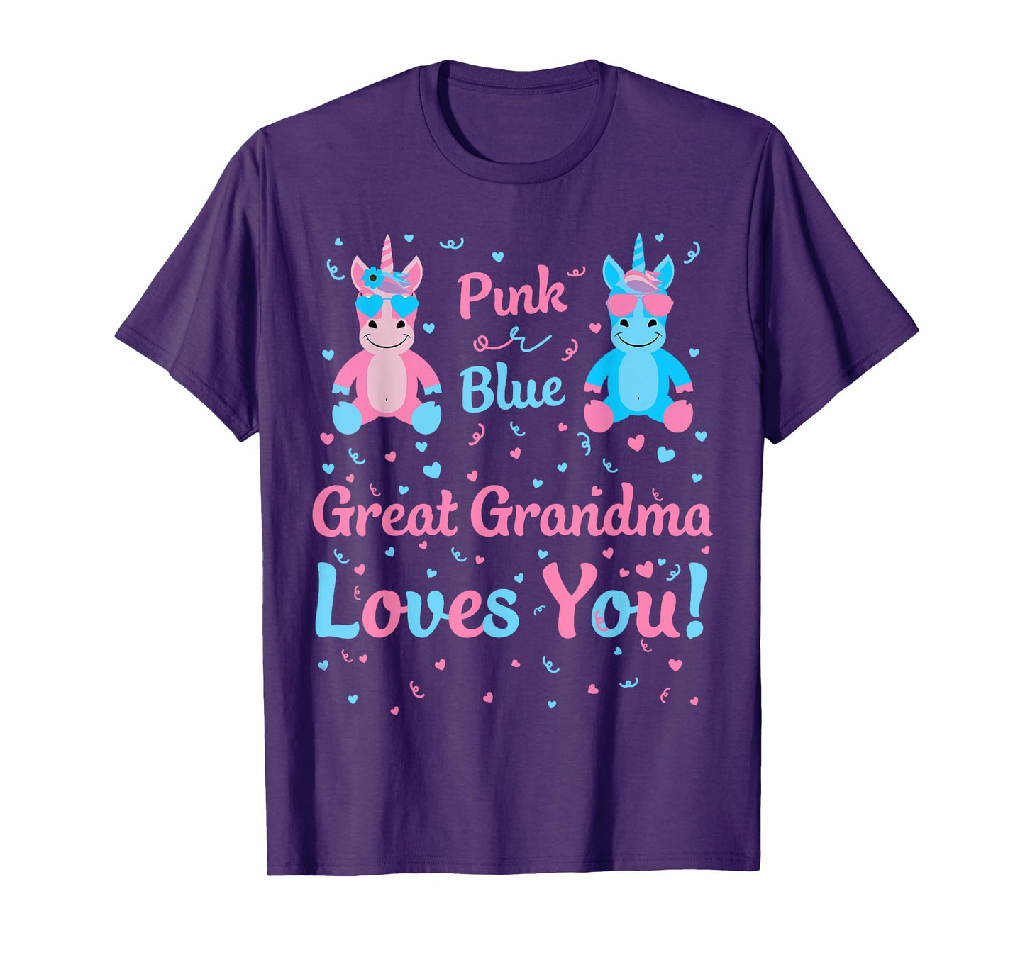 Great Grandma Gender Reveal Pink or Blue Unicorn for Family T-Shirt