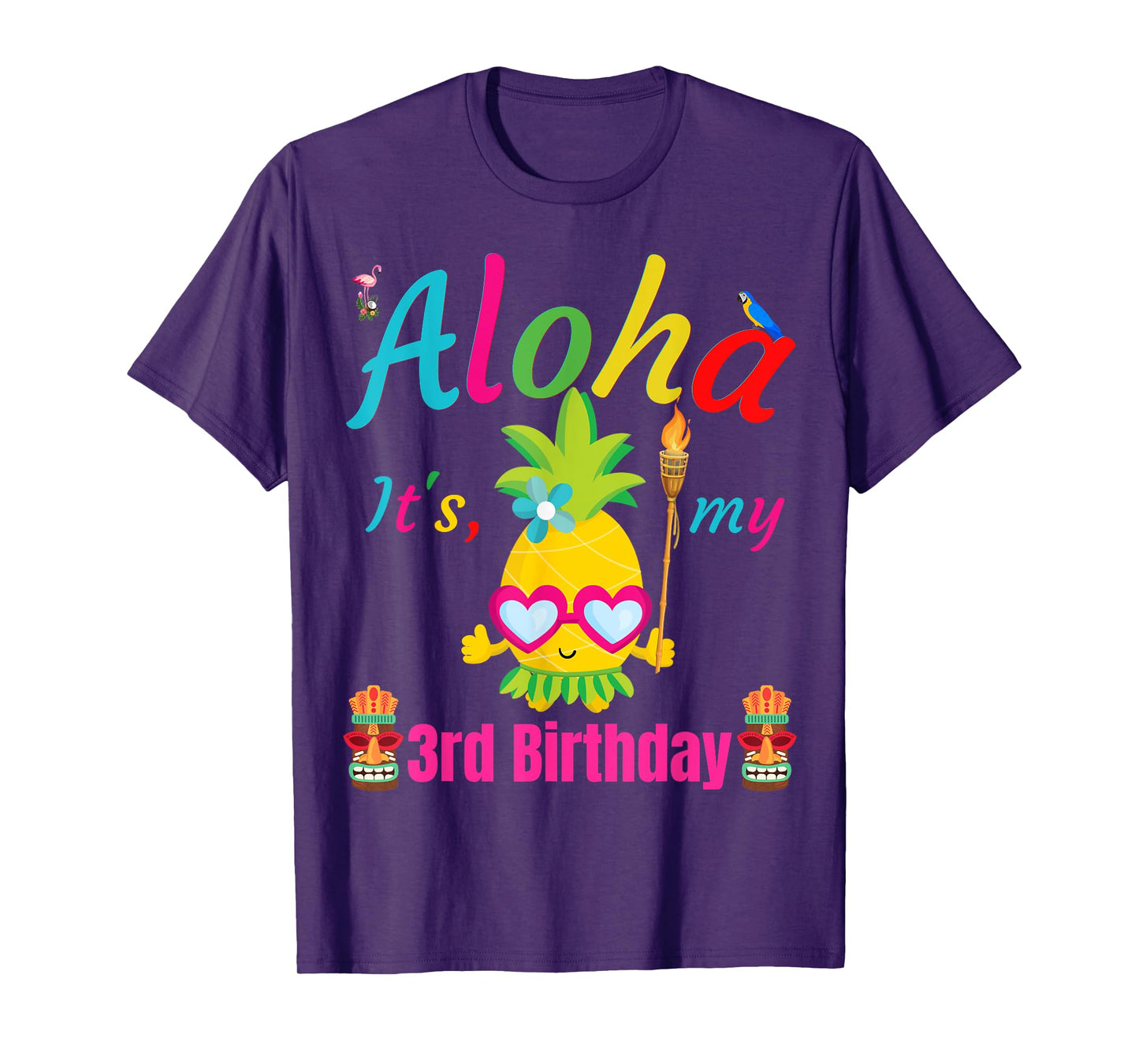 Aloha It's My 3rd Birthday Hawaii 3 Years Girls Luau Candles T-Shirt