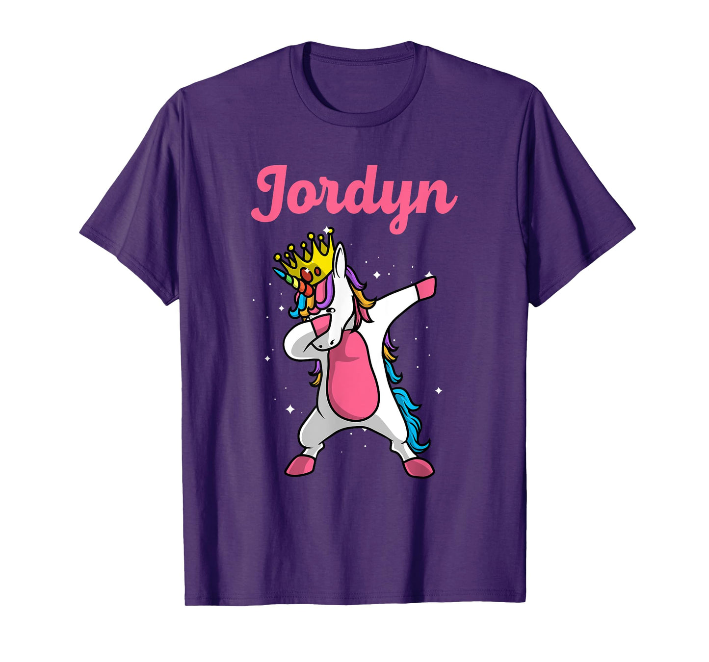 JORDYN Gift Name Personalized Birthday Dabbing Unicorn Queen T-Shirt