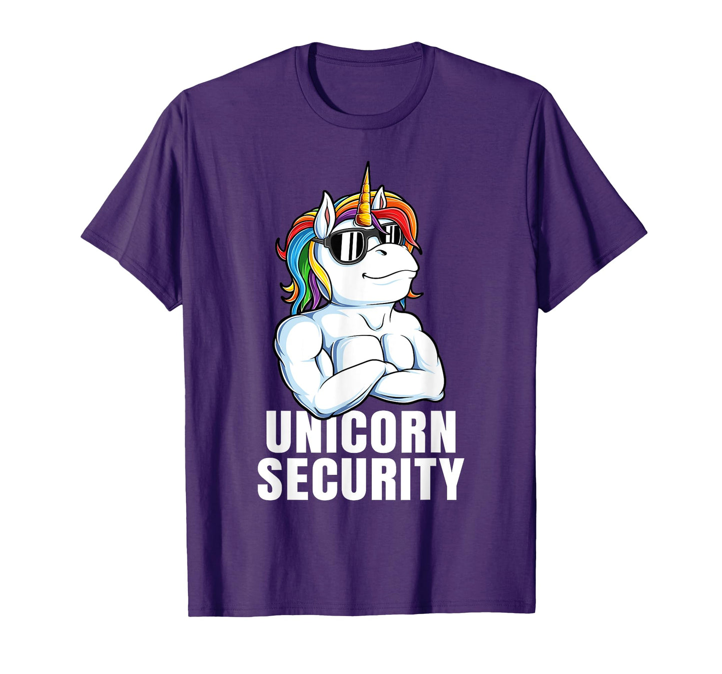 Unicorn Security Funny Rainbow Muscles Dad Unicorn T-Shirt