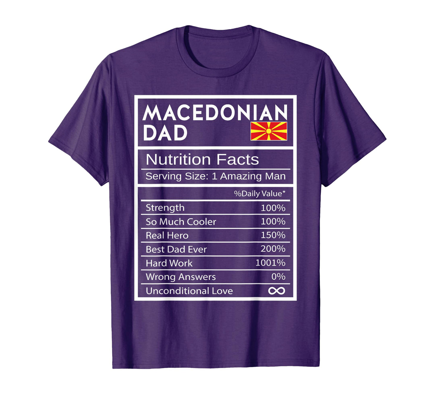 Macedonian Dad Nutrition Facts National Pride Gift For Dad T-Shirt