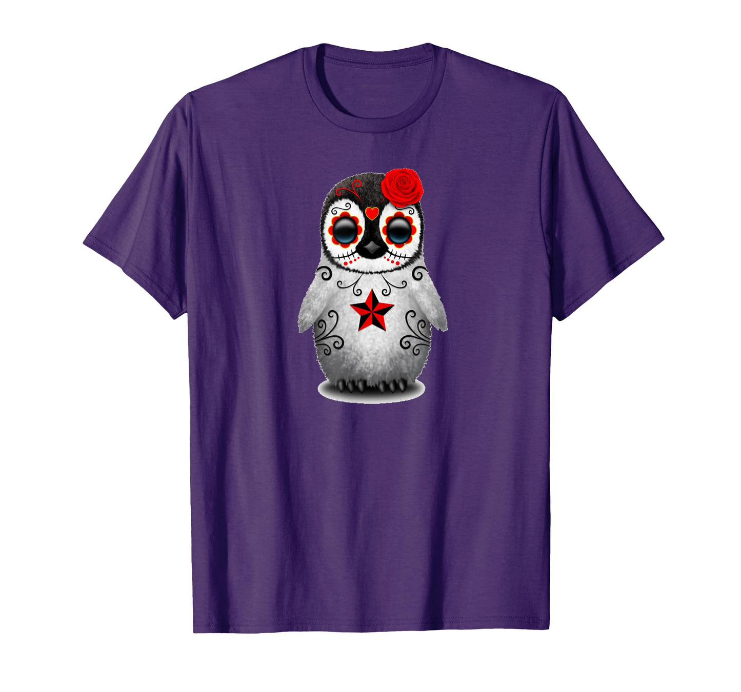 Sugar Skull Penguin Day Of The Dead Halloween T-Shirt