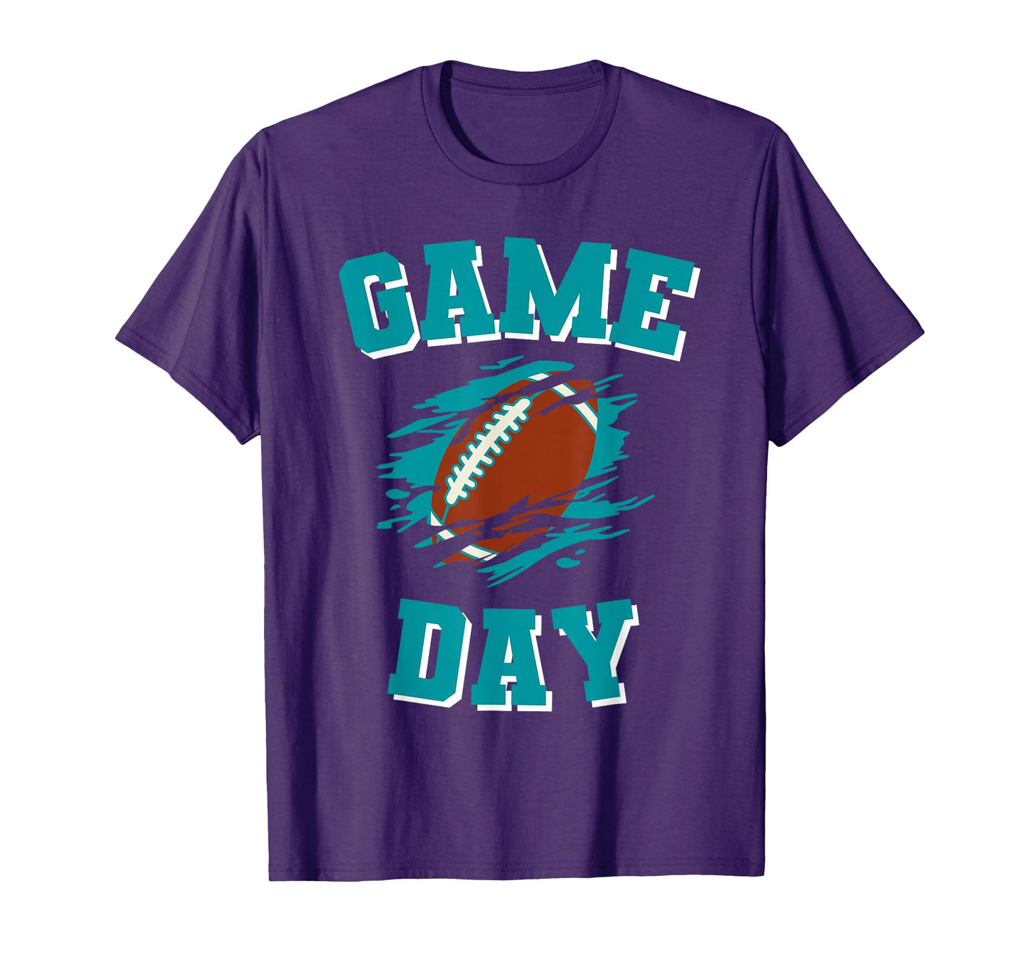 Game Day Kick Off Football Aqua and Orange Team Fan T-Shirt