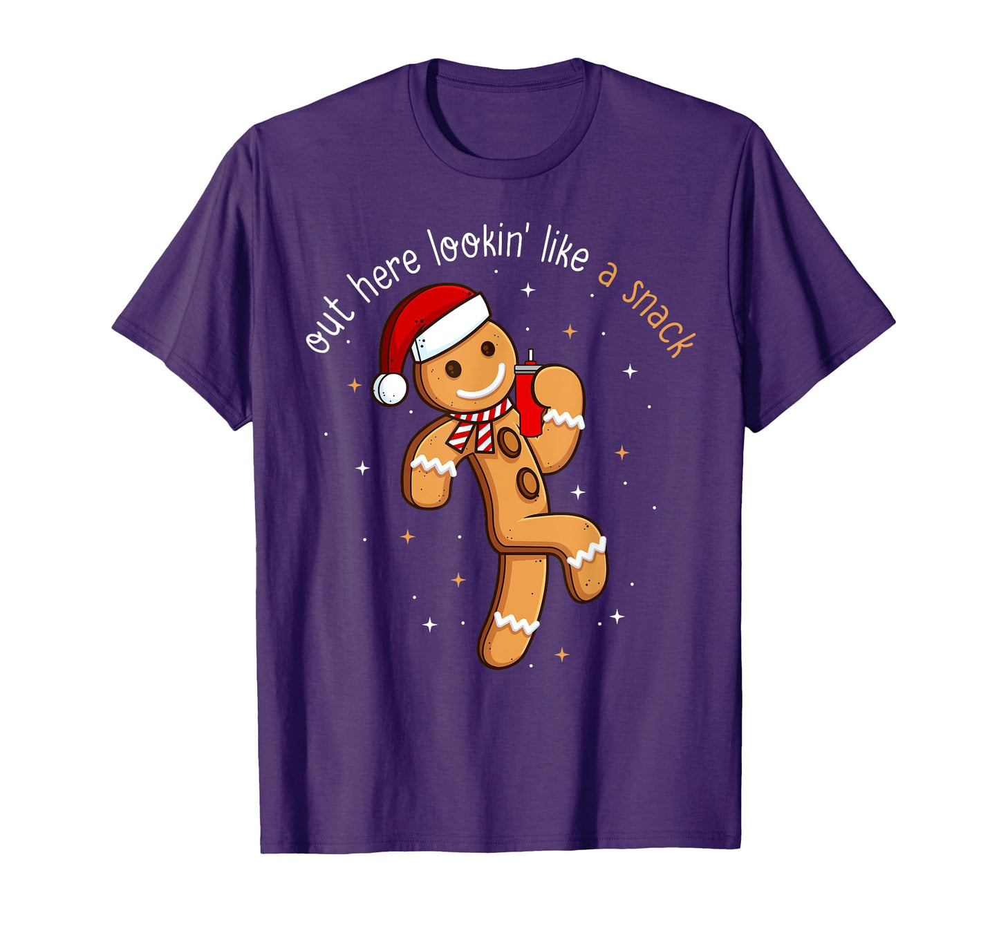 Out Here Looking Like a Snack Funny Xmas Gingerbread Man T-Shirt