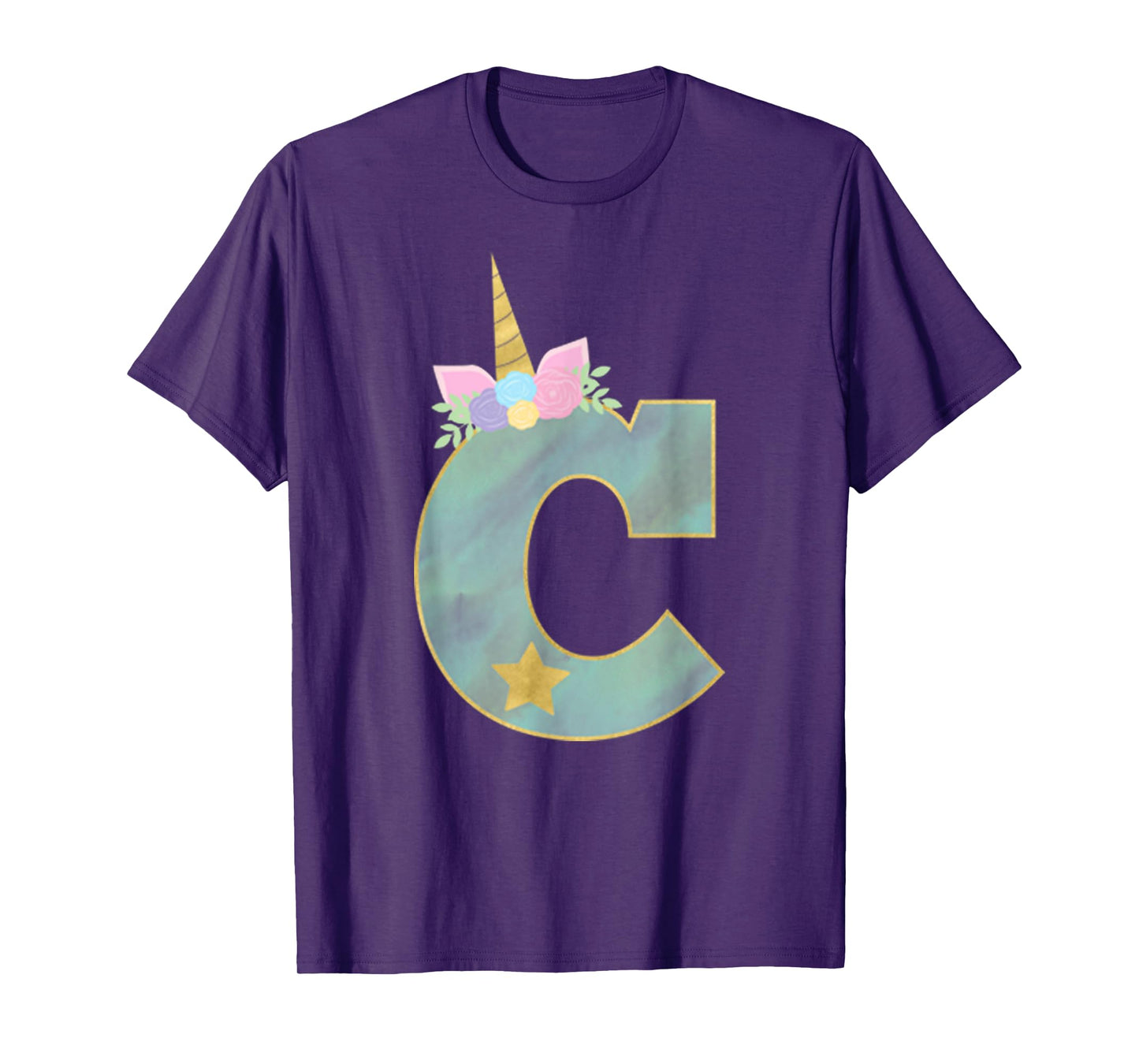 Initial Letter C Unicorn Monogram for Girls Unicorn Birthday T-Shirt