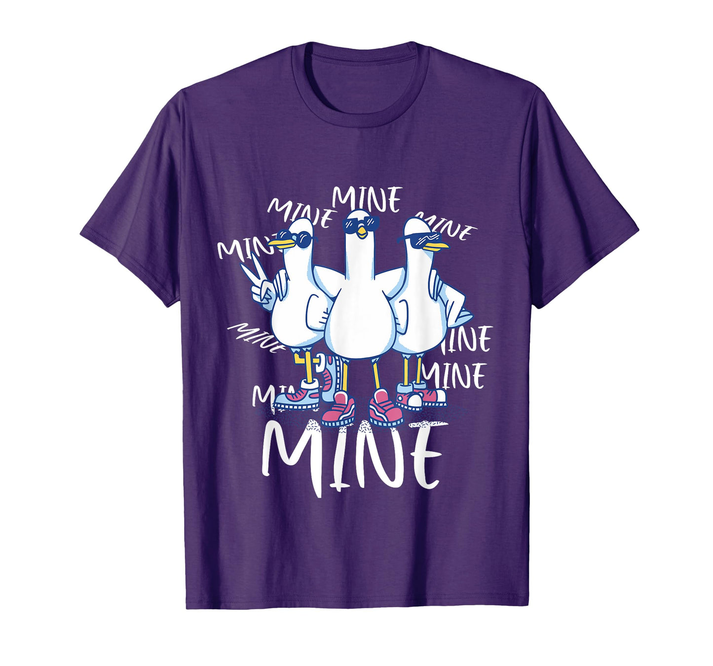 Funny Seagull Saying Mine Funny Pigeon Retro Ocean life T-Shirt