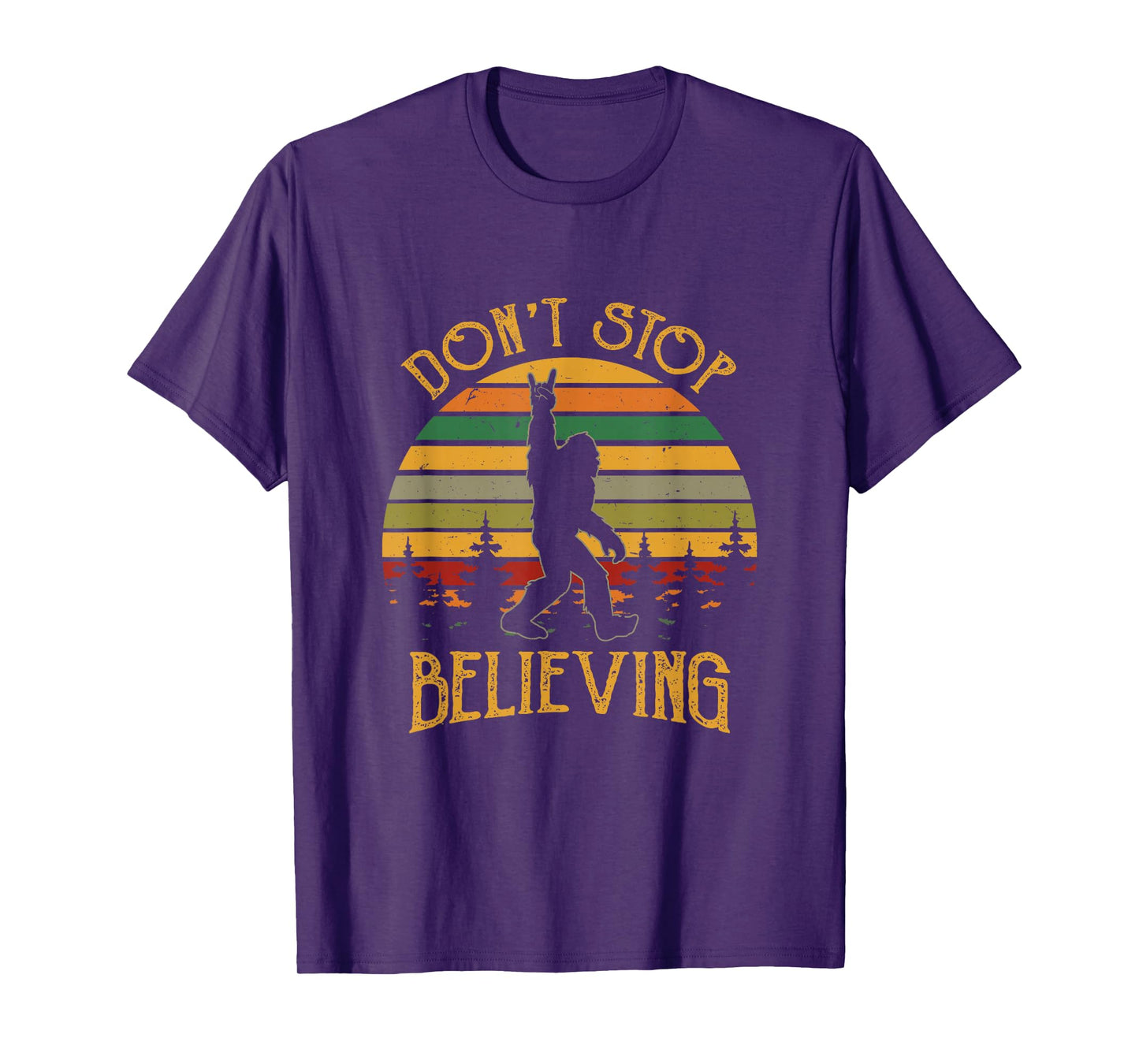 Don't Stop Believing Bigfoot Rock & Roll Retro Sasquatch T-Shirt
