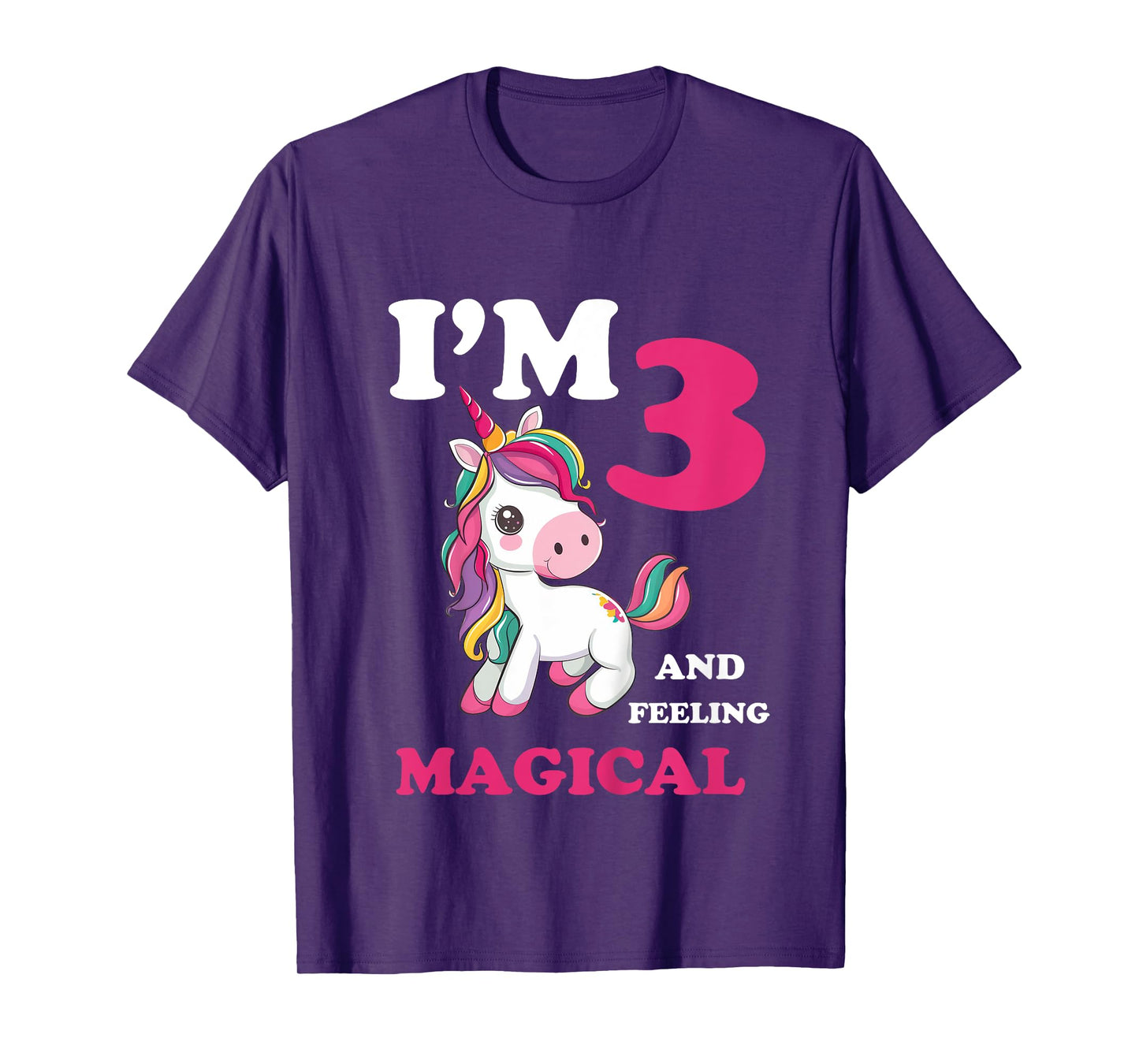 I'm 3 Years Old 3rd Birthday 3yr Girl Unicorn T-Shirt