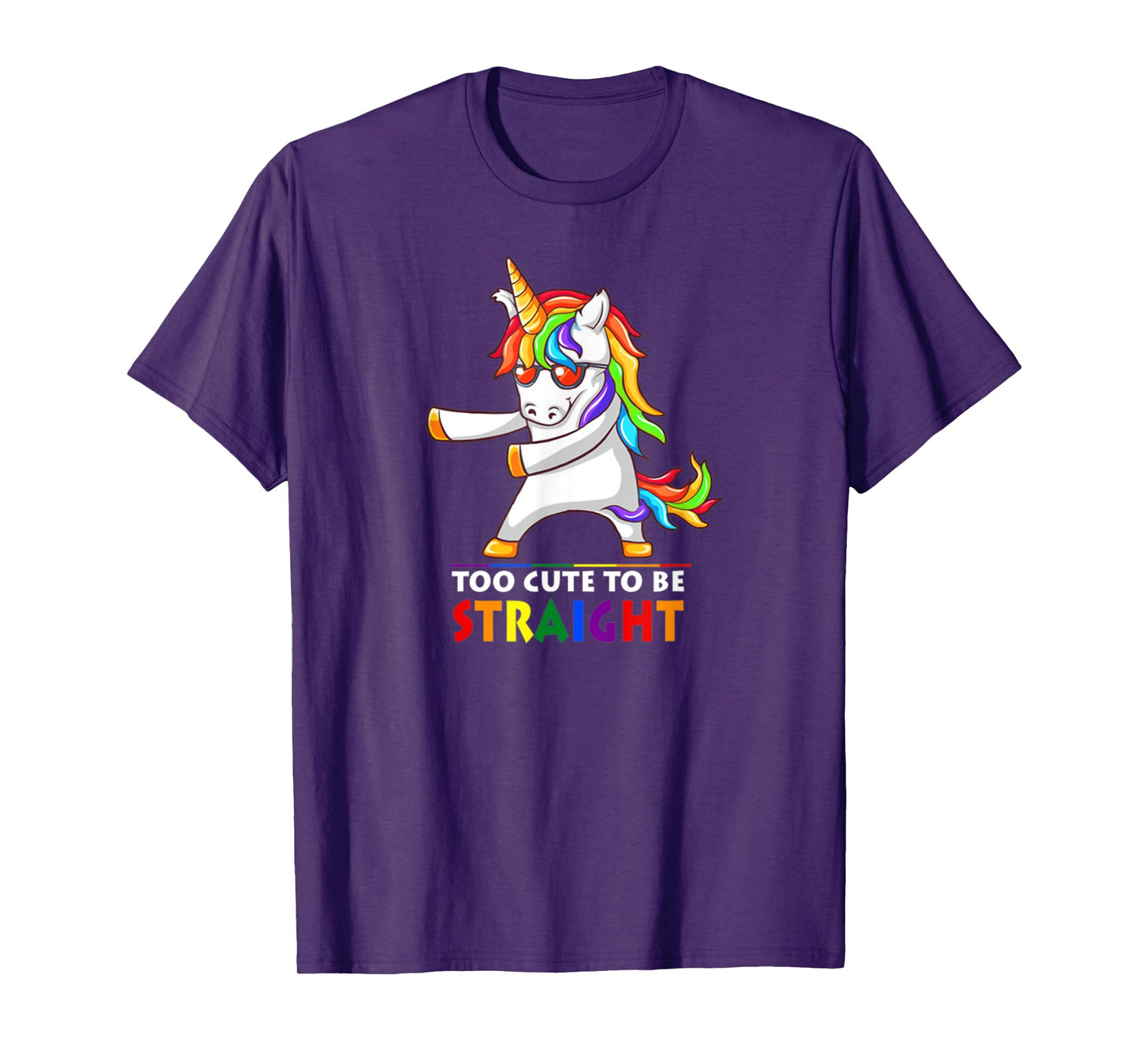 Too Cute To Be Straight Unicorn Flossing LGBT Pride T-Shirt