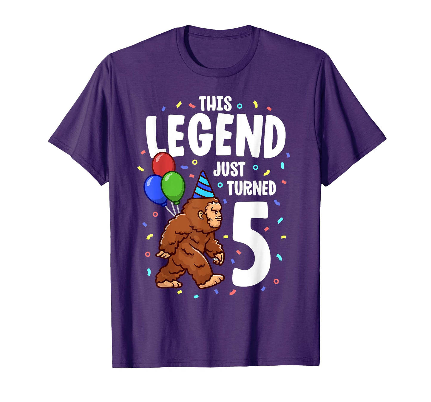 Bigfoot Birthday Party 5 Years Old Sasquatch Theme Boys T-Shirt
