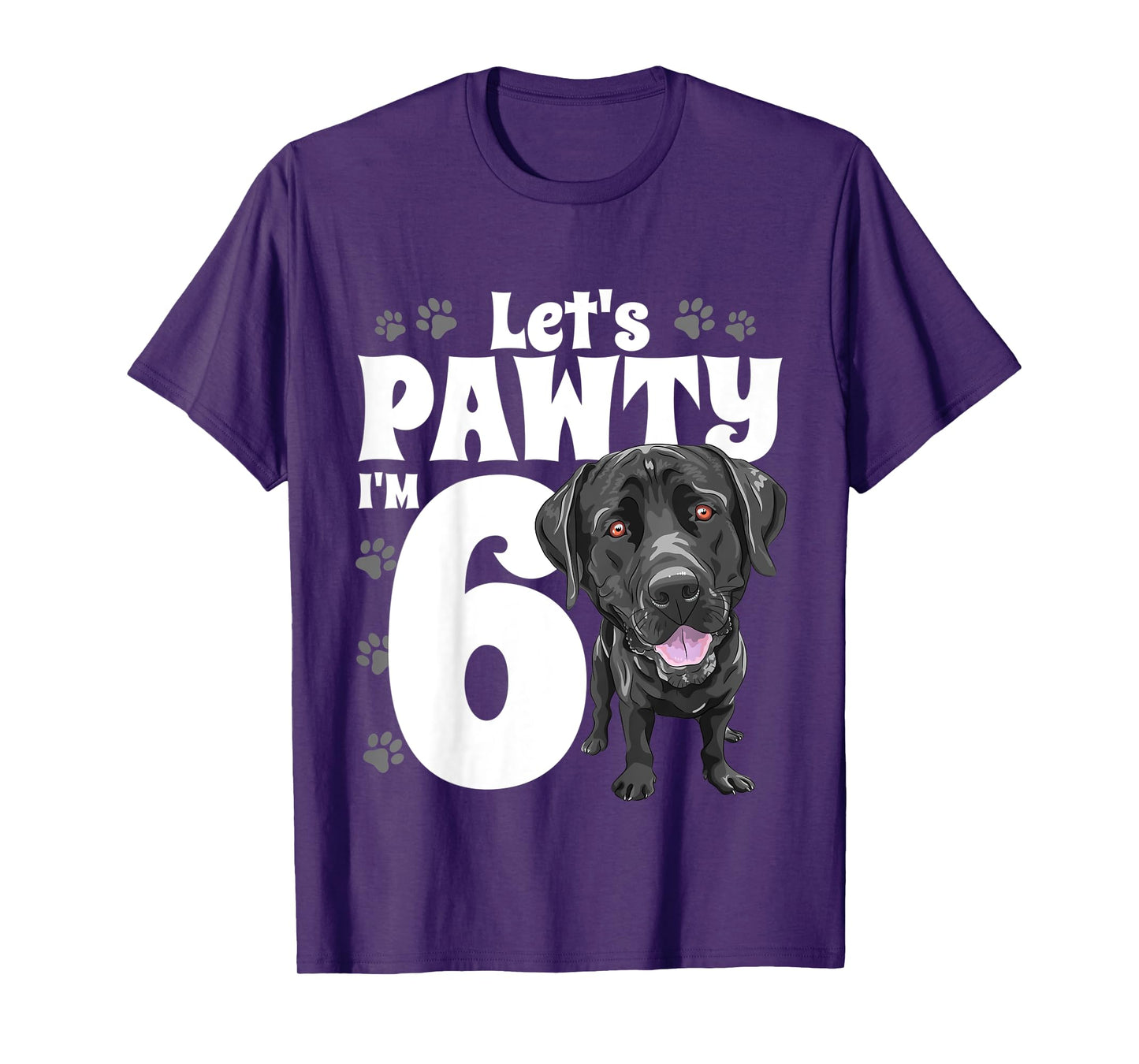 6 Year Old Black Lab Dog Birthday Pawty Labrador 6th Gift T-Shirt for Kids