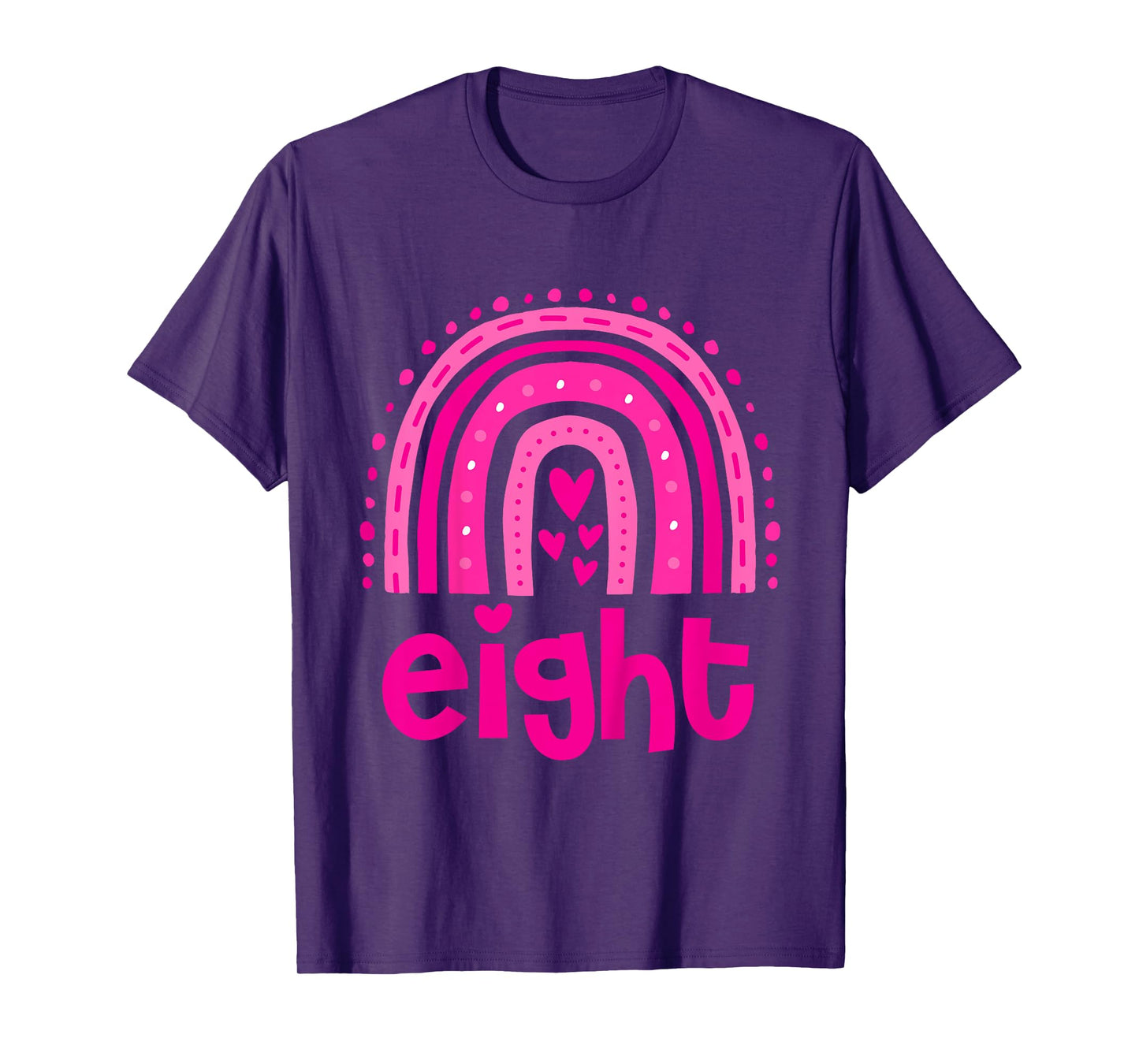 Girl's Birthday Eight 8 Years Old 8th Birthday Pink Rainbow T-Shirt