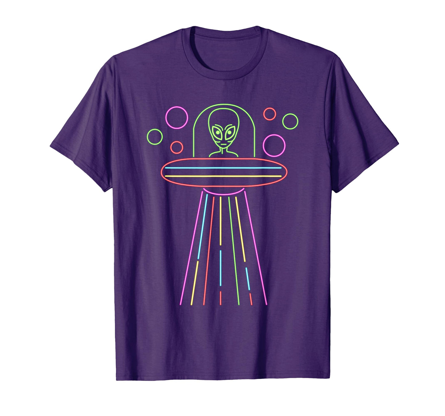 Neon Lights UFO Abduction Extraterrestrial Alien Believer T-Shirt