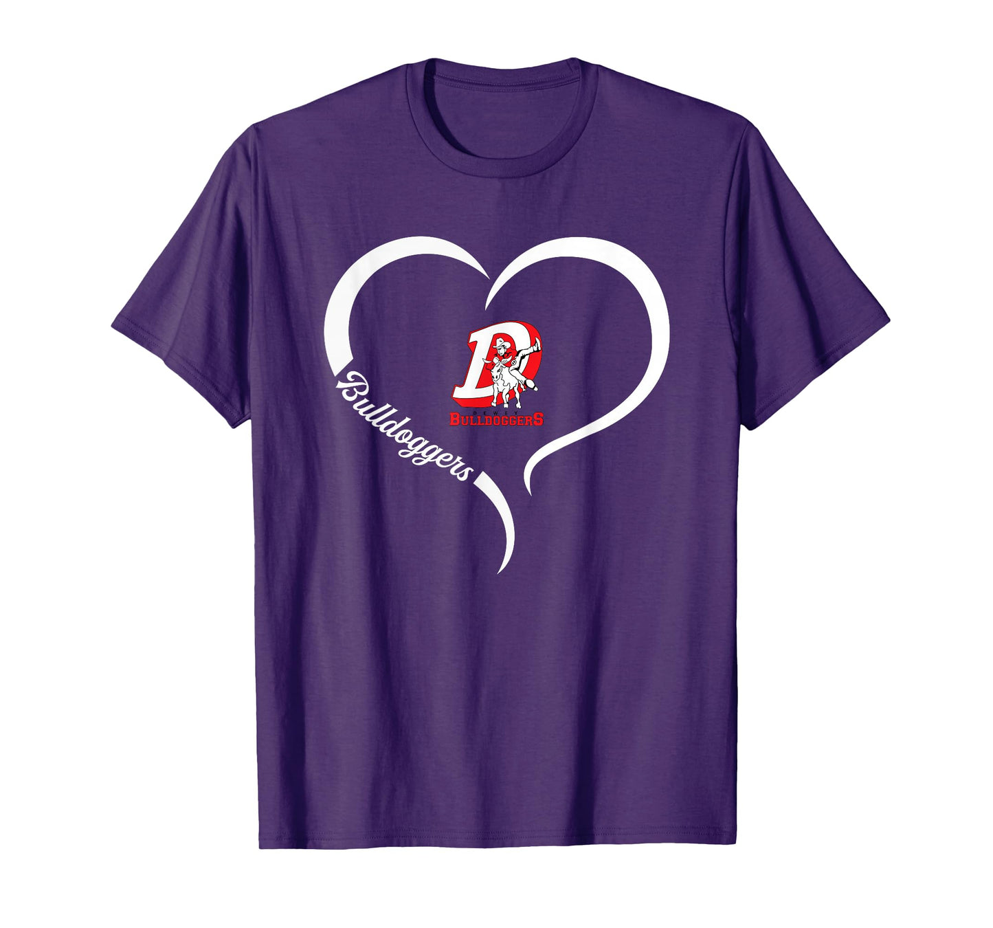 Dewey Bulldoggers Logo Half Heart Slogan HS T-Shirt