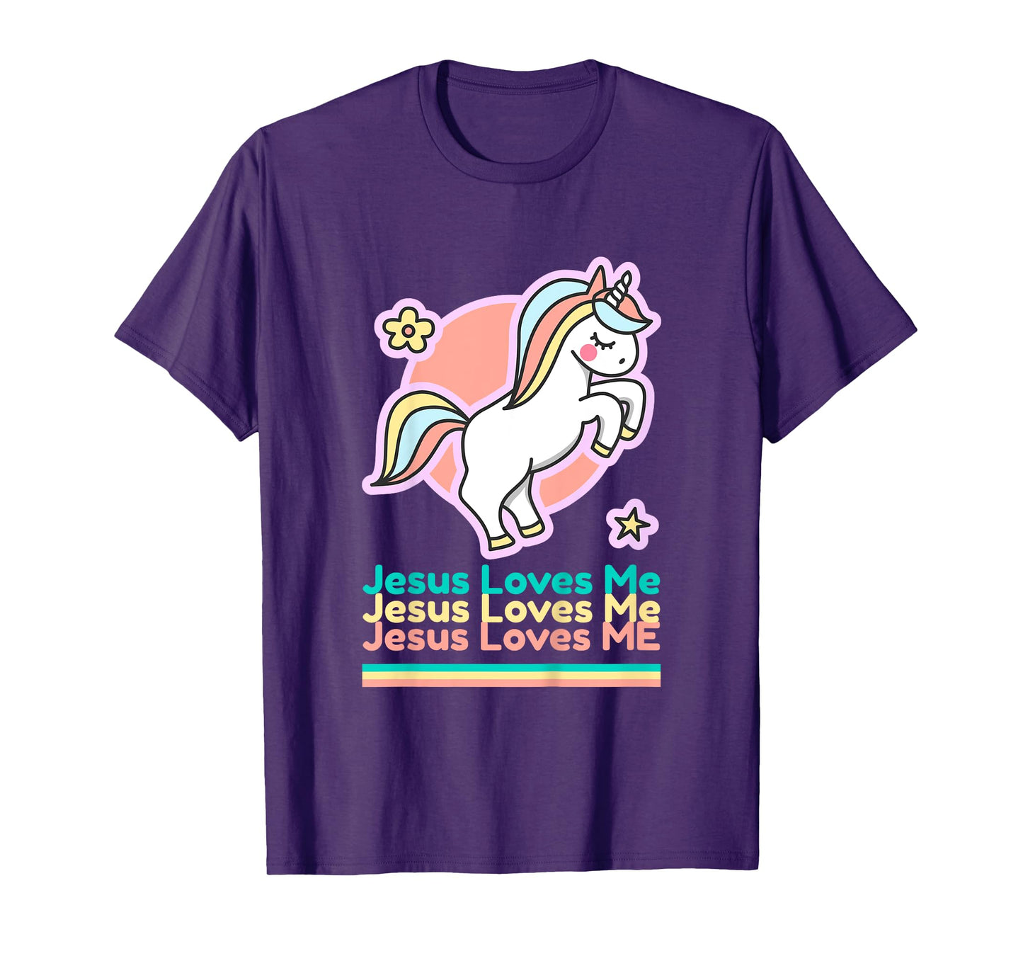 Jesus Loves Me Christian Bible Gift Girls Rainbow Unicorn T-Shirt