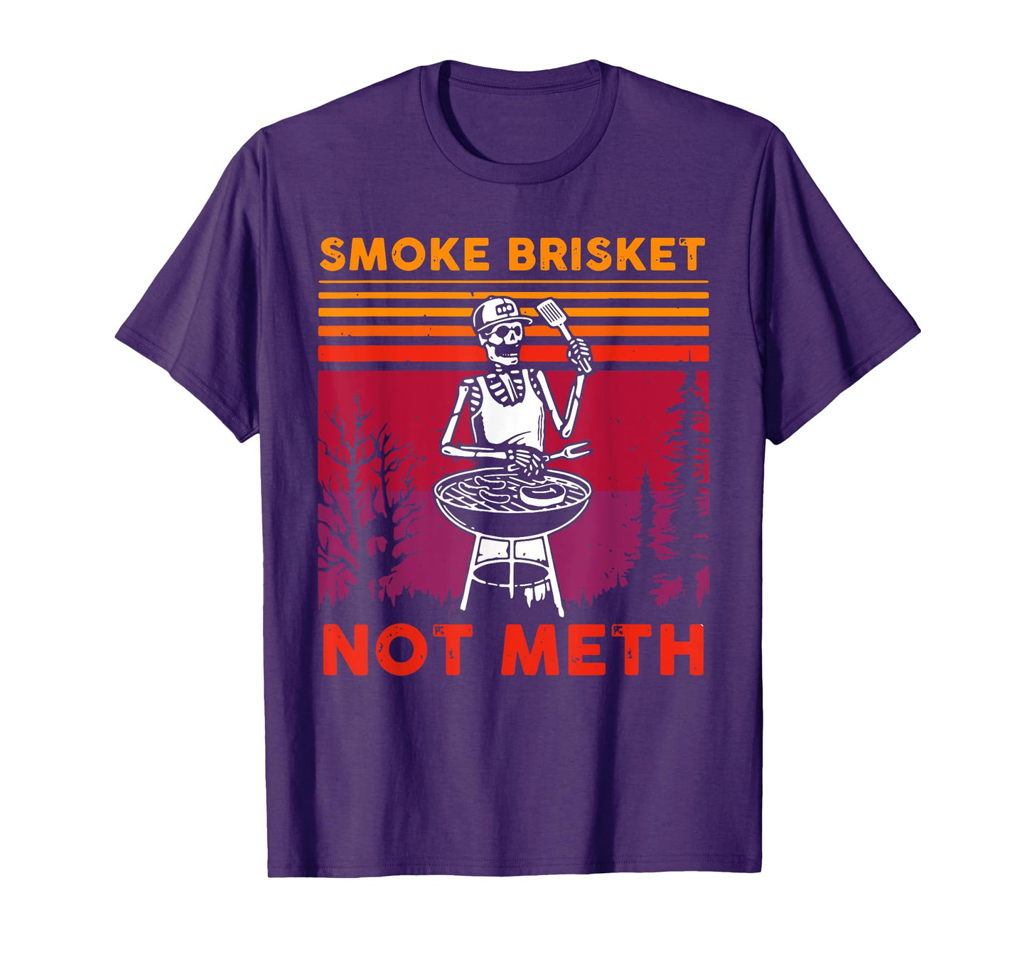 Funny BBQ Skeleton Smoke Brisket Not Meth Grilling Master T-Shirt