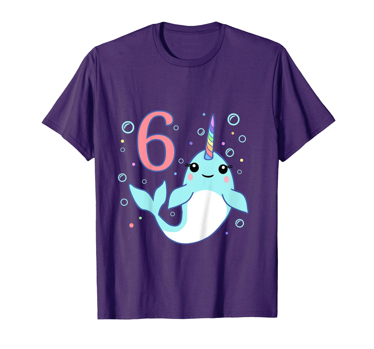 6 Year Old 6th Unicorn Narwhal Undersea Birthday Boys Girls T-Shirt