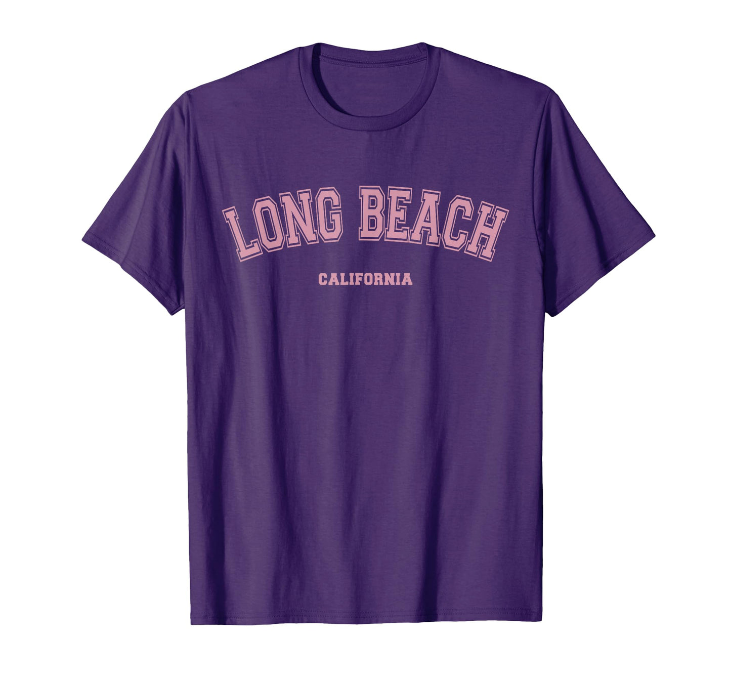 Pink Long Beach California CA Varsity Style on Long Beach T-Shirt