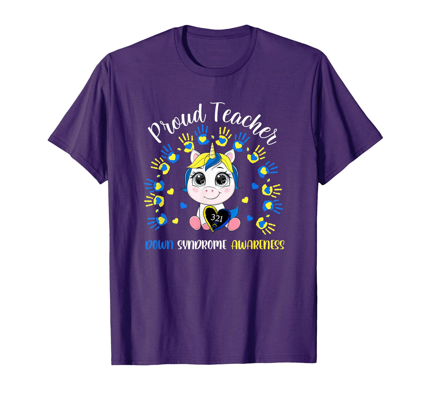Proud Teacher Down Syndrome Awareness Blue Unicorn Outfit T-Shirt for Men Women