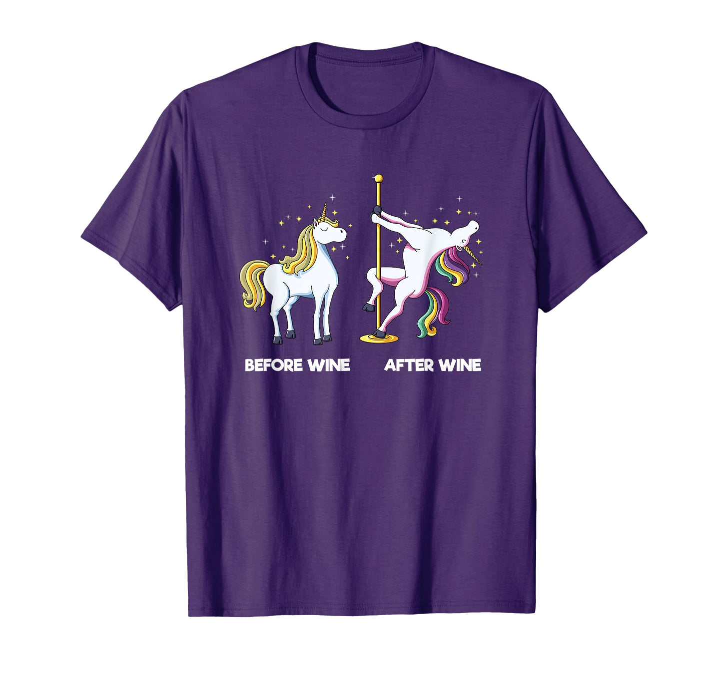 Funny Unicorn Before Wine After Wine design Dancing Pole T-Shirt