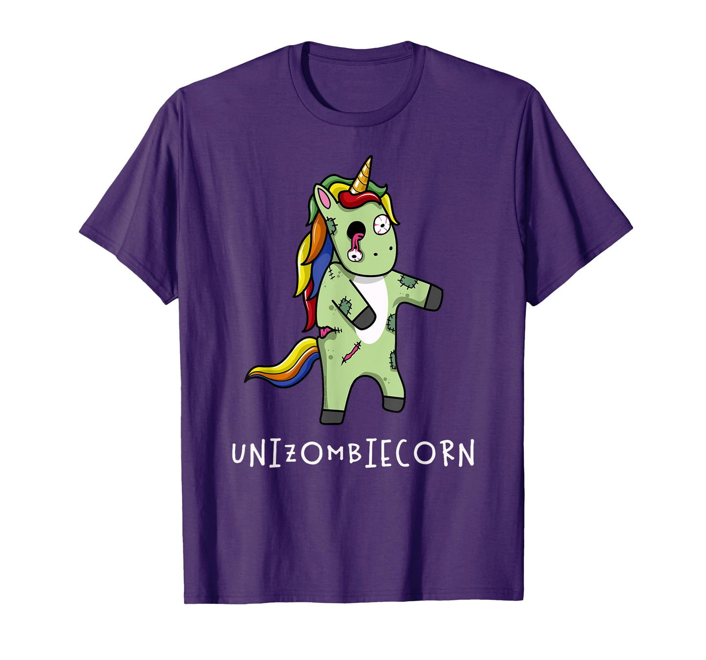 Cute and Funny Rainbow Unicorn Zombie Halloween T-Shirt