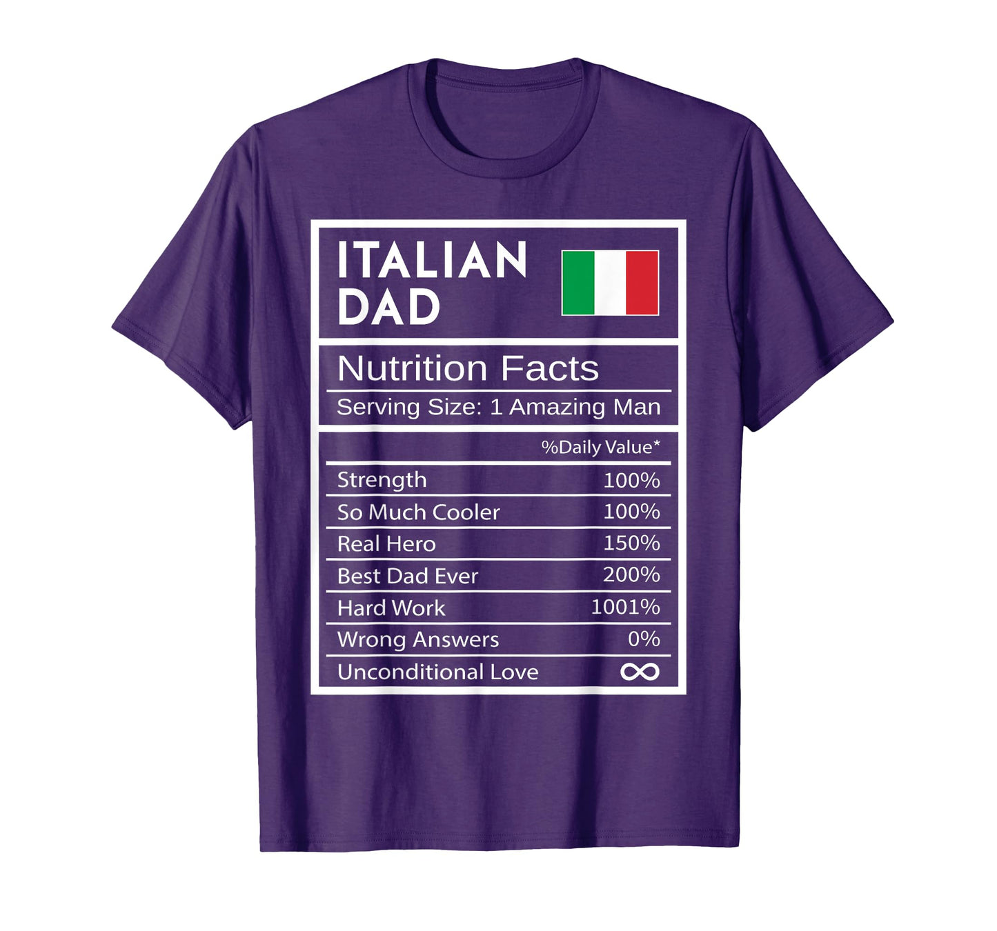 Italian Dad Nutrition Facts National Pride Gift For Dad T-Shirt