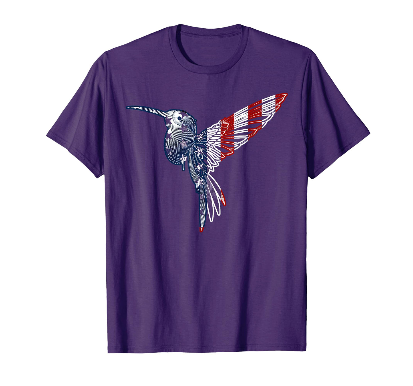 USA American Flag Dot Art Cute Bird Hummingbird 4th of July T-Shirt