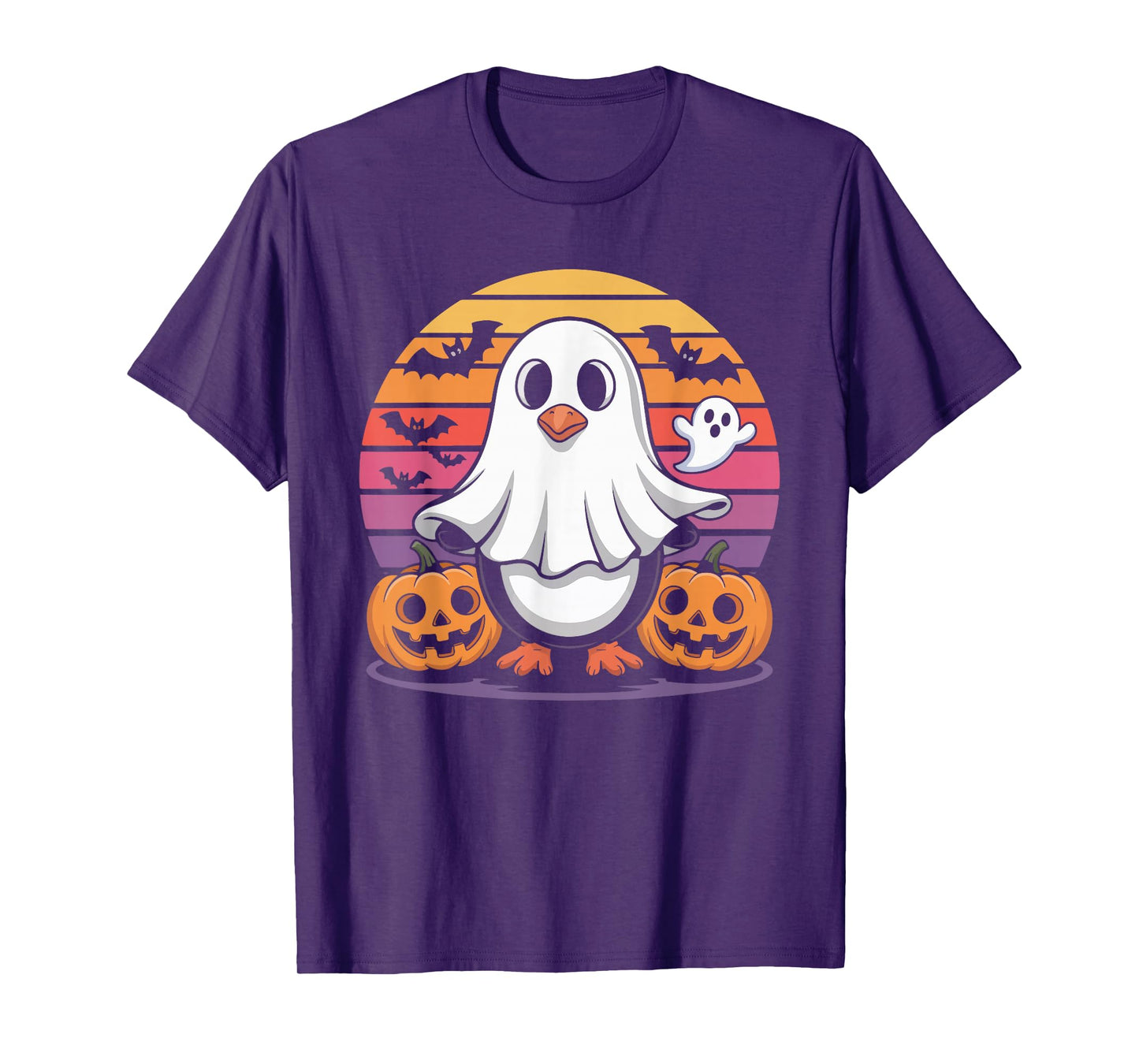 Cute Penguin Ghost Halloween Pumpkin Fun T-Shirt