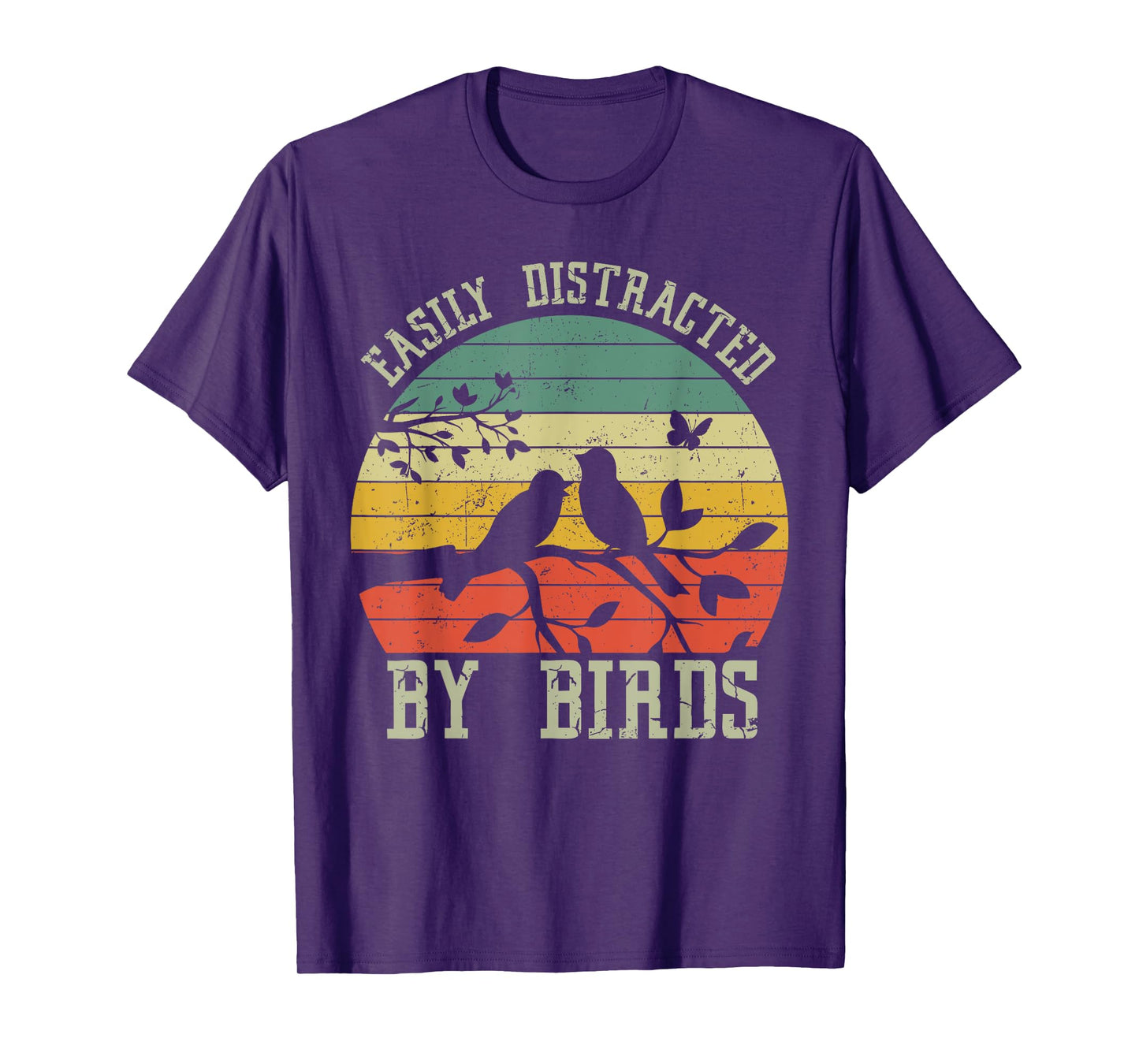 Vintage Easily Distracted by Birds - Funny for Bird Watcher T-Shirt