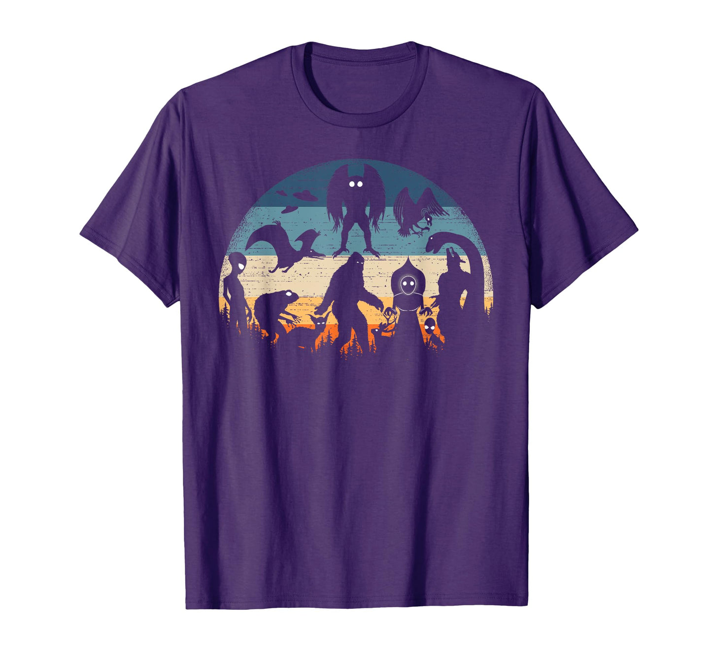Bigfoot Loch Ness Monster Mothman And Aliens Vintage Cryptid T-Shirt