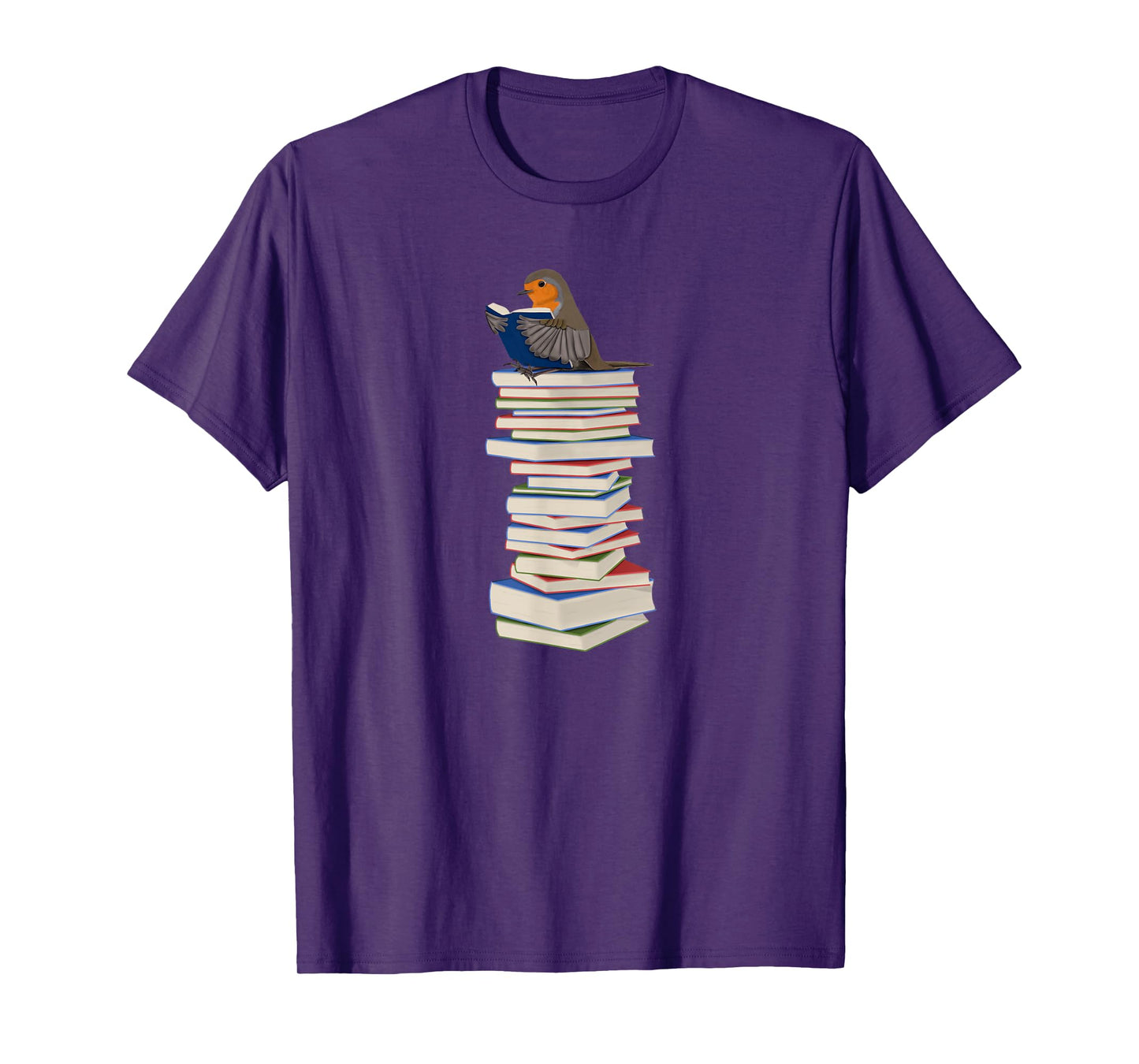 Robin Bird Reads Books Funny Garden Backyard Birds T-Shirt